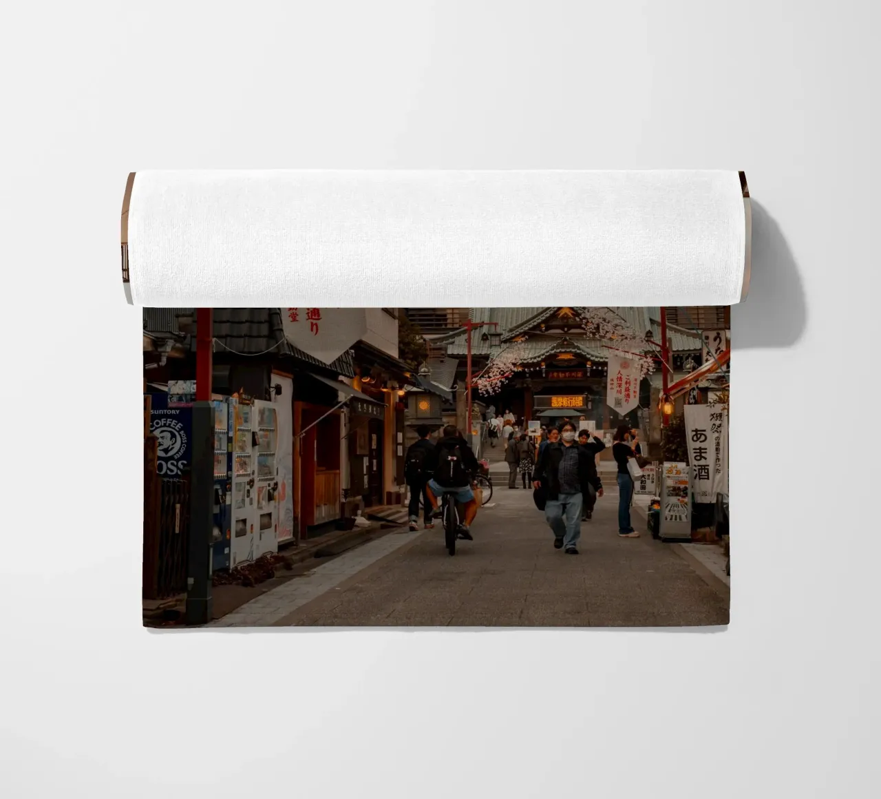 Sunset Temple in Tokyo, Japan beach towel by Marcel Bisig