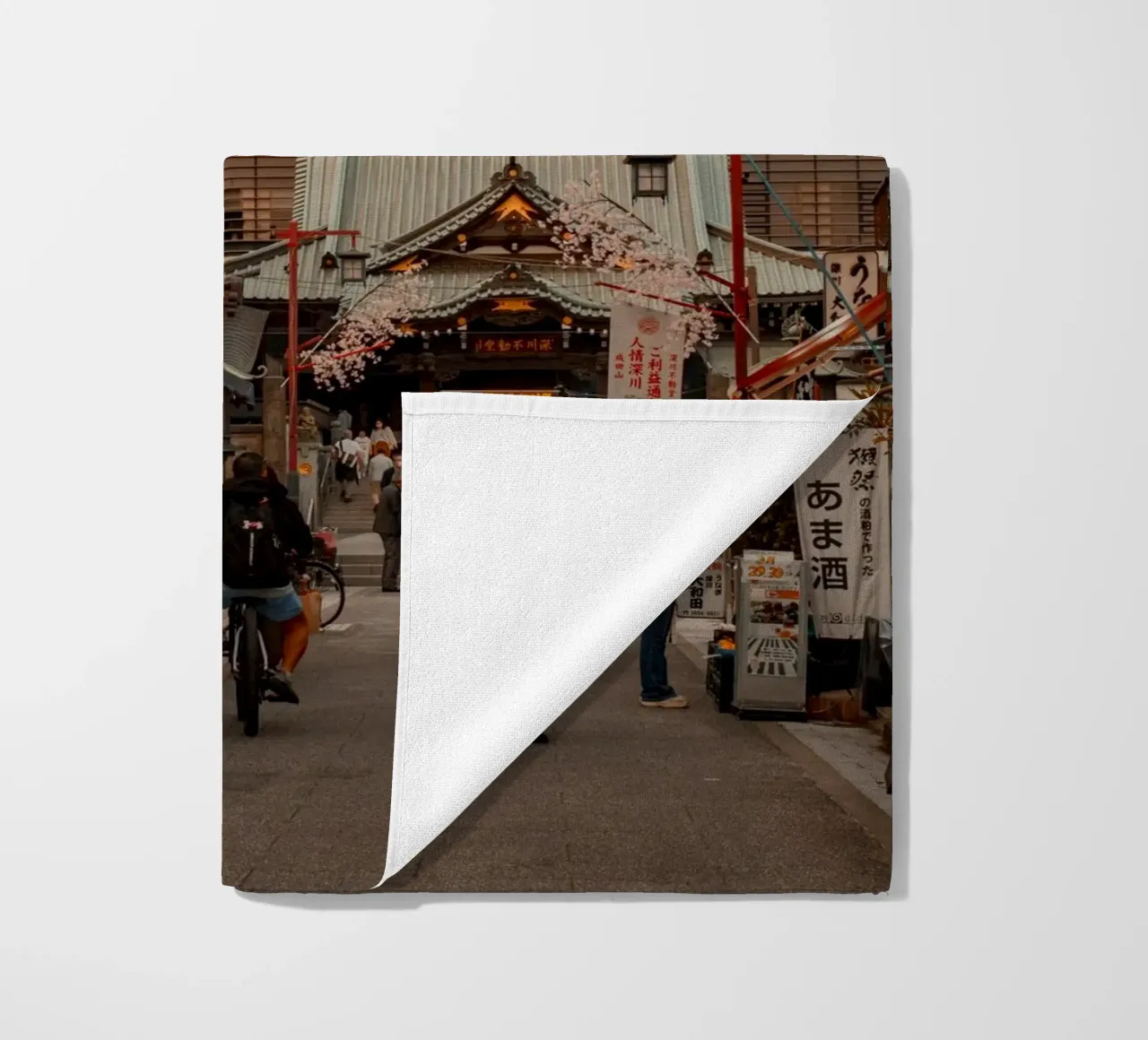 Sunset Temple in Tokyo, Japan beach towel by Marcel Bisig