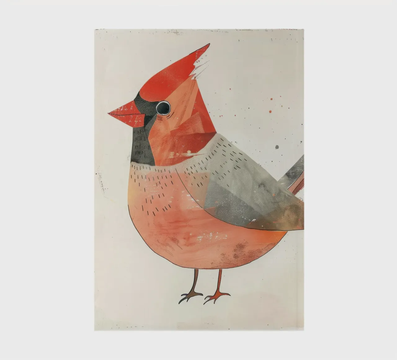 Abstract Cardinal Bird Art Print – Minimalist art warm tone notebook by DesignDoodle