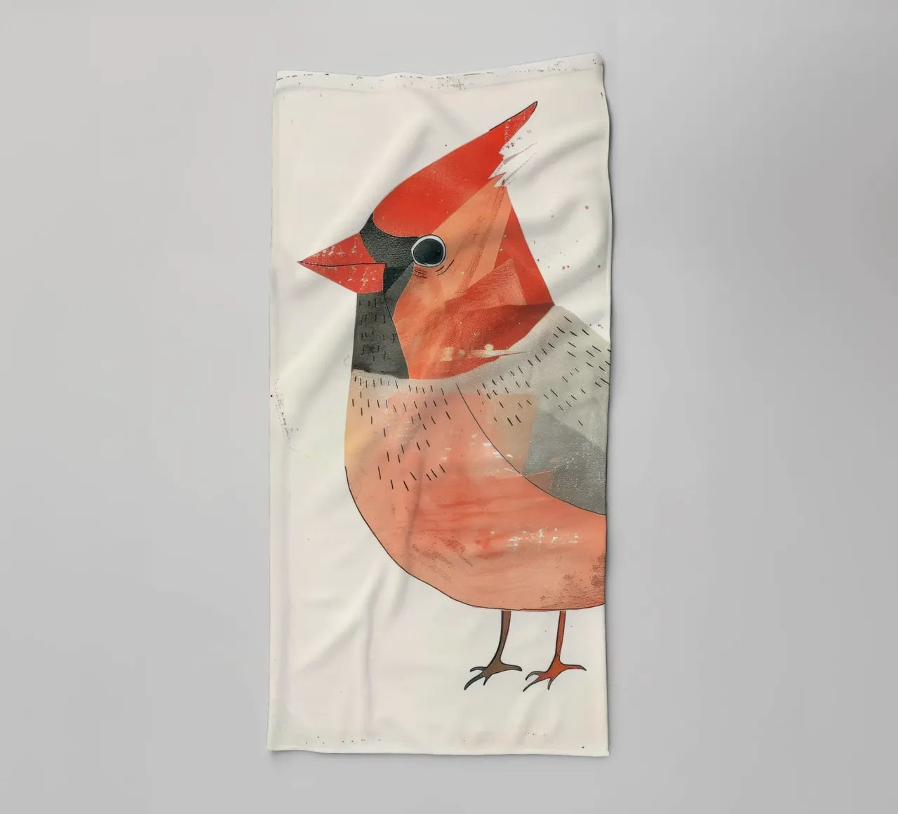 Abstract Cardinal Bird Art Print – Minimalist art warm tone towel by DesignDoodle