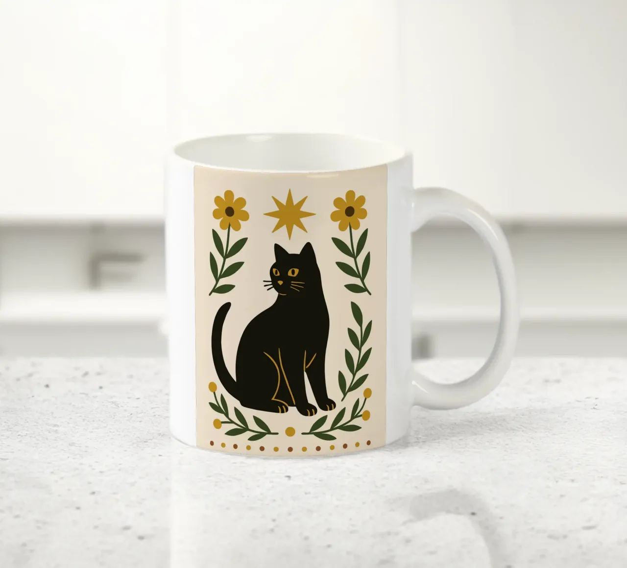 Mystical Cat and Star tazza in ceramica da ramosashop