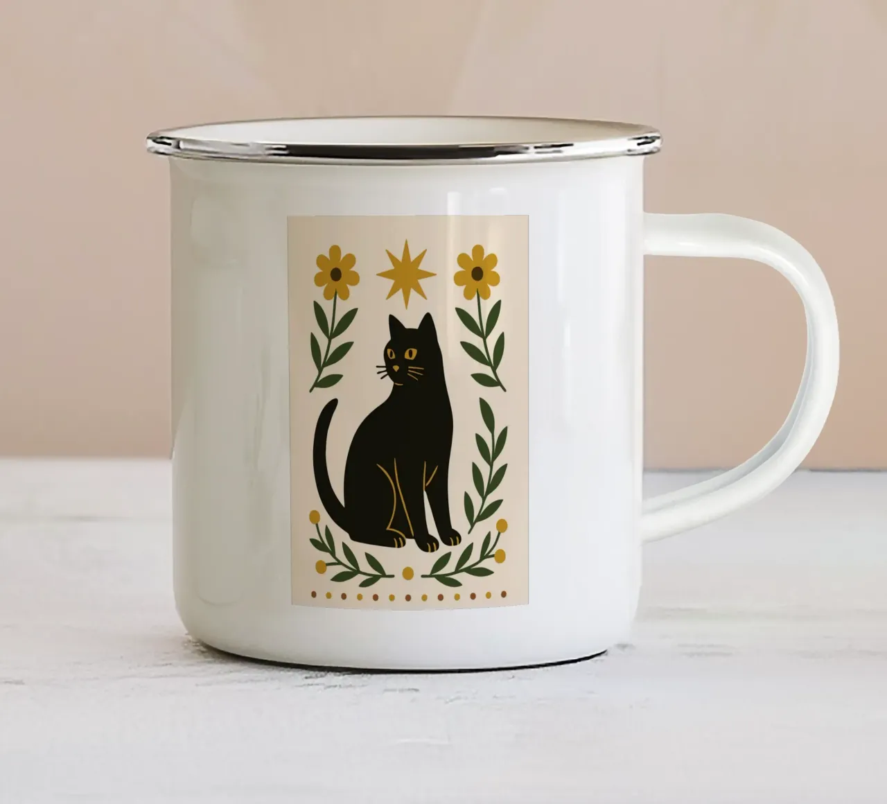 Mystical Cat and Star tazza in smalto da ramosashop