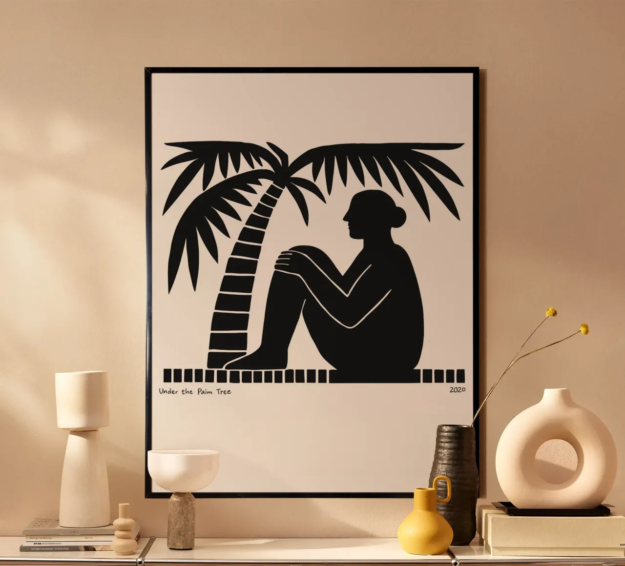 Solitude Under the Palm poster con telaio in legno da ramosashop