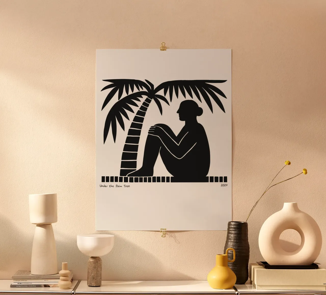 Solitude Under the Palm poster con telaio in legno da ramosashop