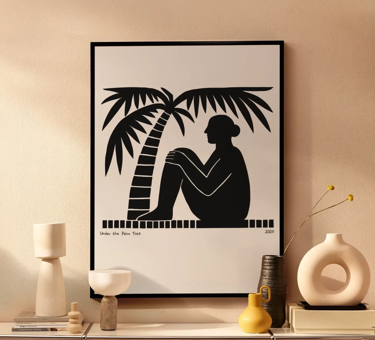 Solitude Under the Palm poster con telaio in legno da ramosashop