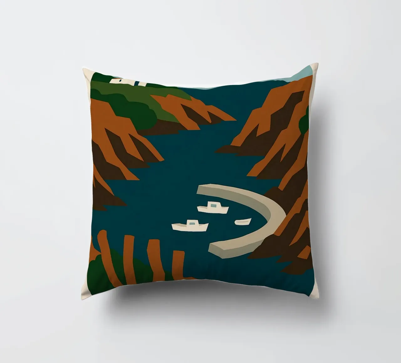 Le Port de la Meule - Serenità grafica sull'Ile d'Yeu cuscino da JETLAG | affiches voyage