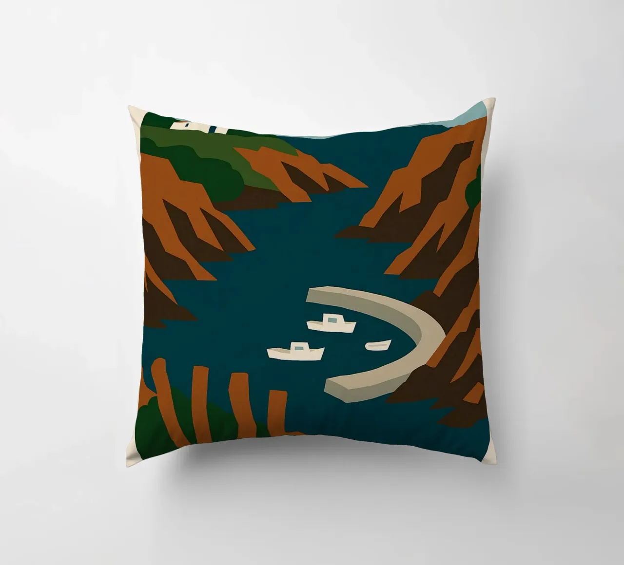 Le Port de la Meule - Serenità grafica sull'Ile d'Yeu cuscino da JETLAG | affiches voyage