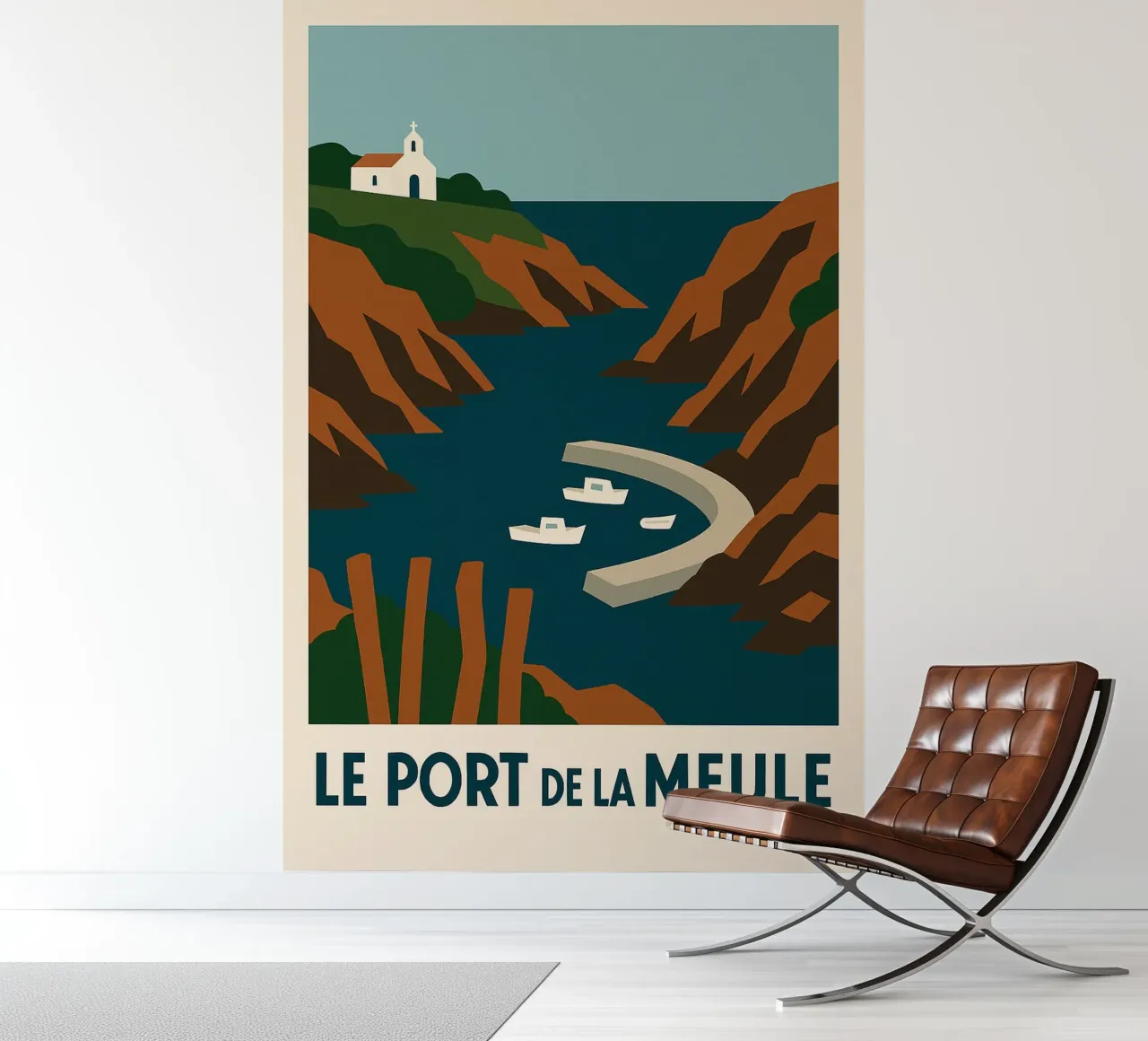 Le Port de la Meule - Graphic serenity on the Ile d'Yeu photo wallpaper by JETLAG | affiches voyage