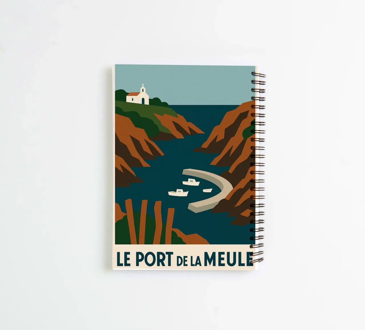 Le Port de la Meule - Graphic serenity on the Ile d'Yeu spiral notebook by JETLAG | affiches voyage
