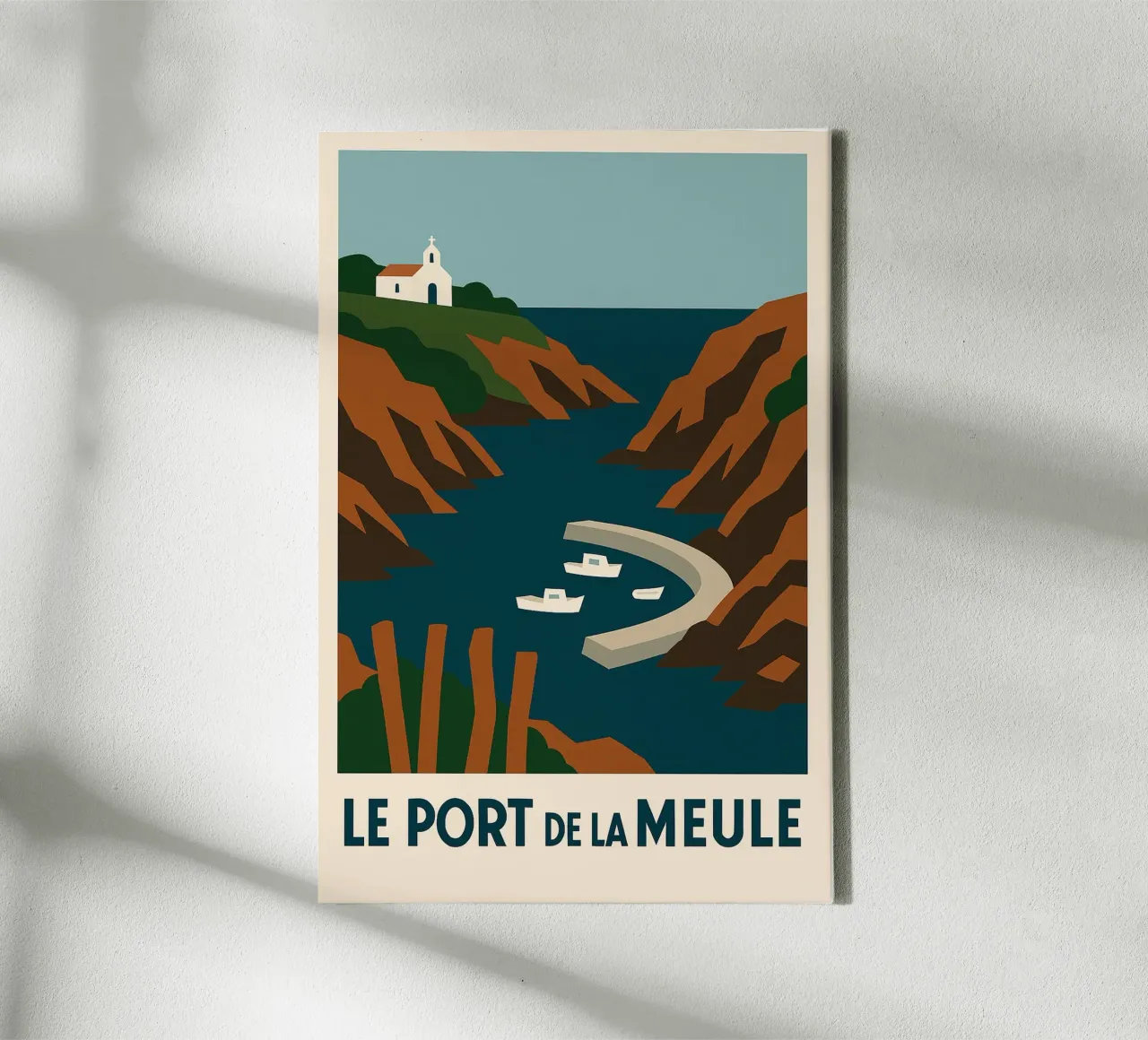 Le Port de la Meule - Graphic serenity on the Ile d'Yeu canvas by JETLAG | affiches voyage