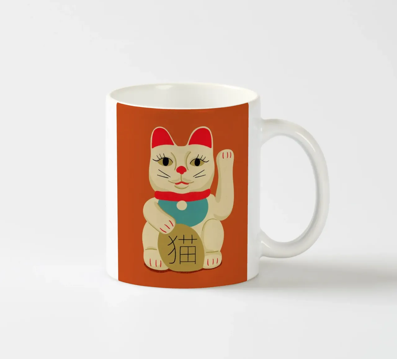 Maneki Neko Cat On Orange tazza in ceramica da Be Mart