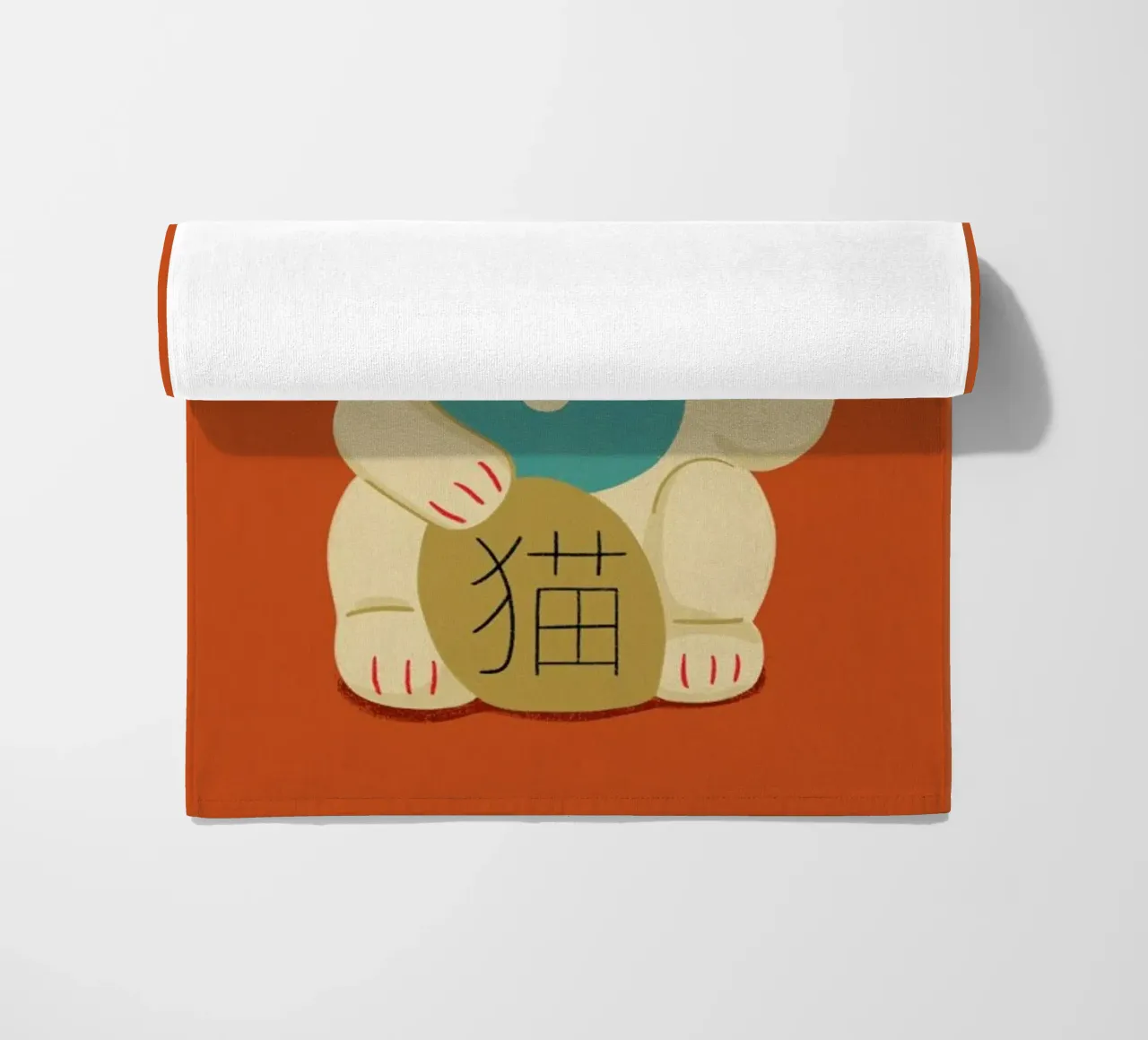 Maneki Neko Cat On Orange telo mare da Be Mart
