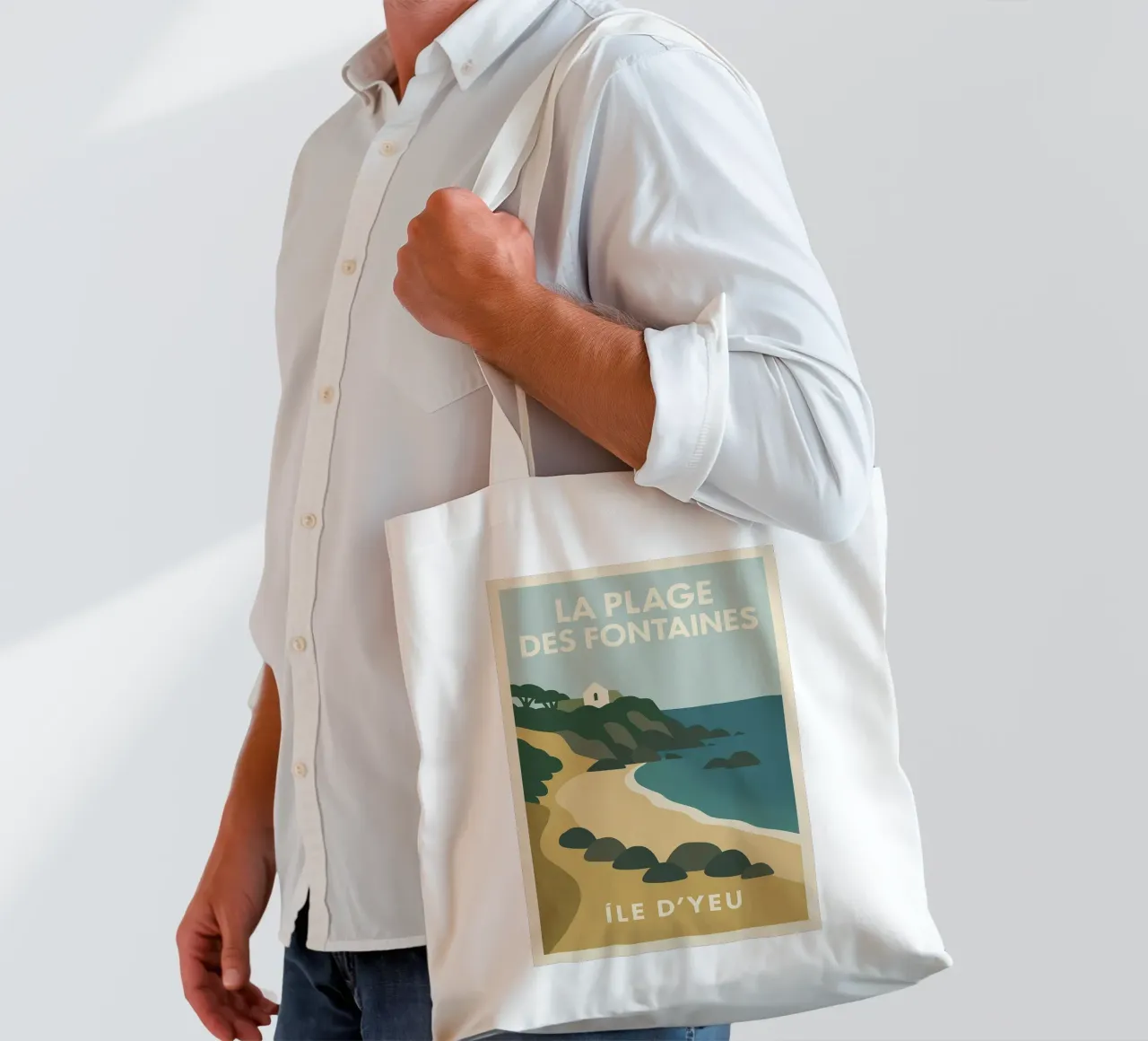 La Plage des Fontaines - Île d'Yeu borsa in juta da JETLAG | affiches voyage