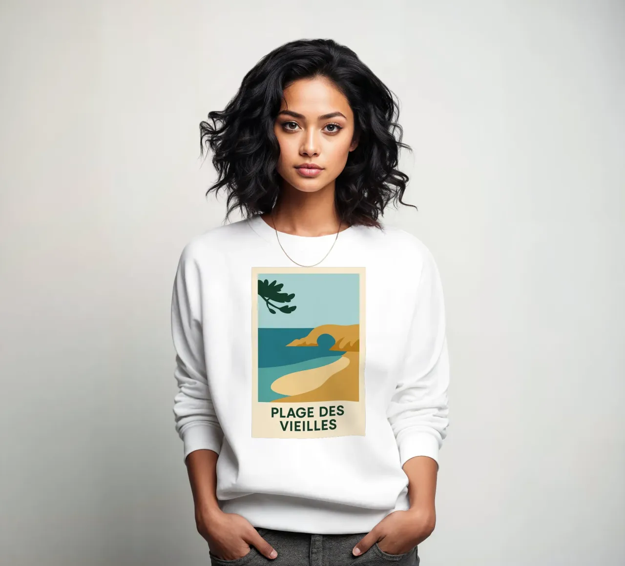 Plage des Vieilles - Una fuga grafica sull'Ile d'Yeu felpa da JETLAG | affiches voyage