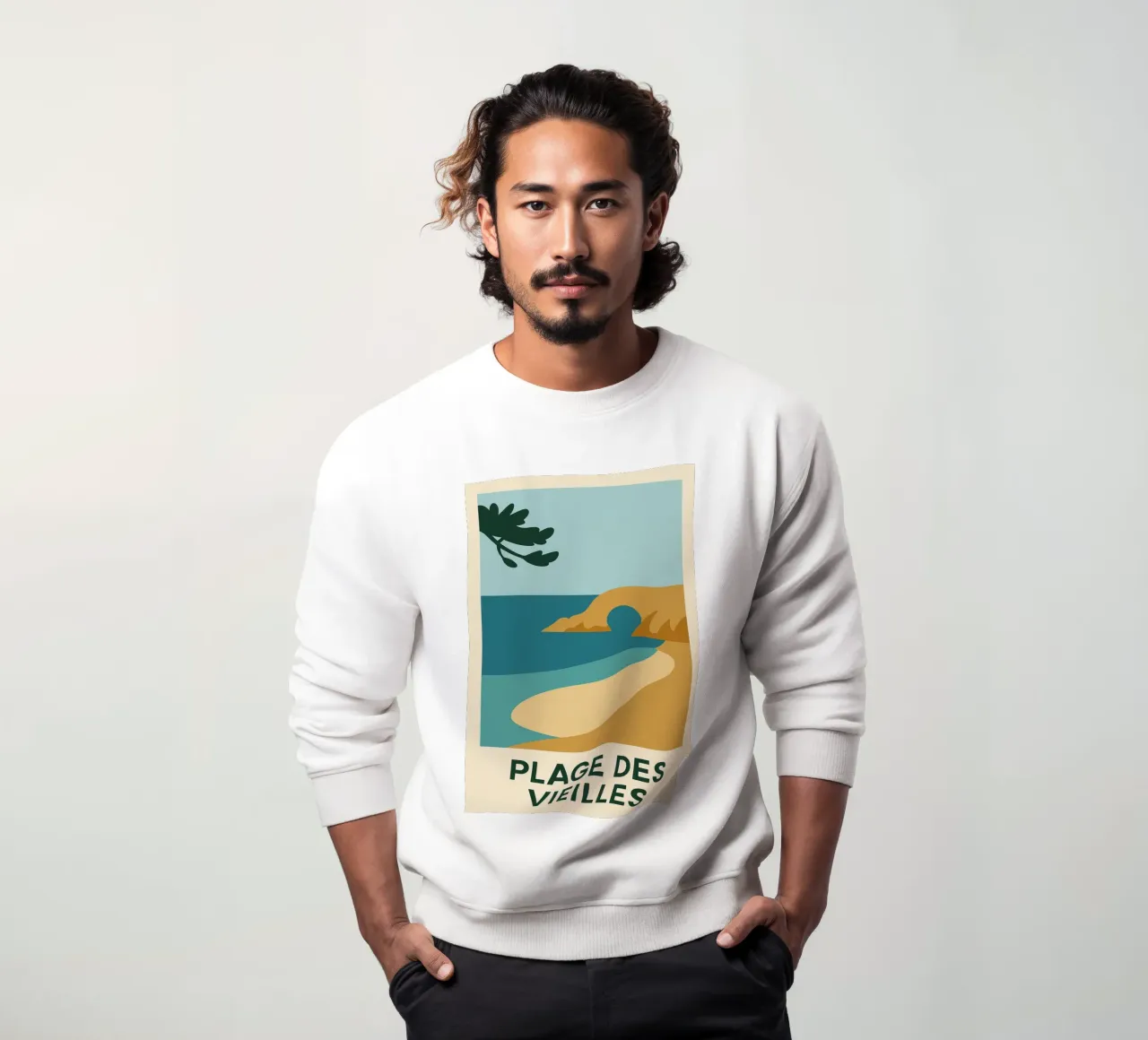 Plage des Vieilles - Una fuga grafica sull'Ile d'Yeu felpa da JETLAG | affiches voyage
