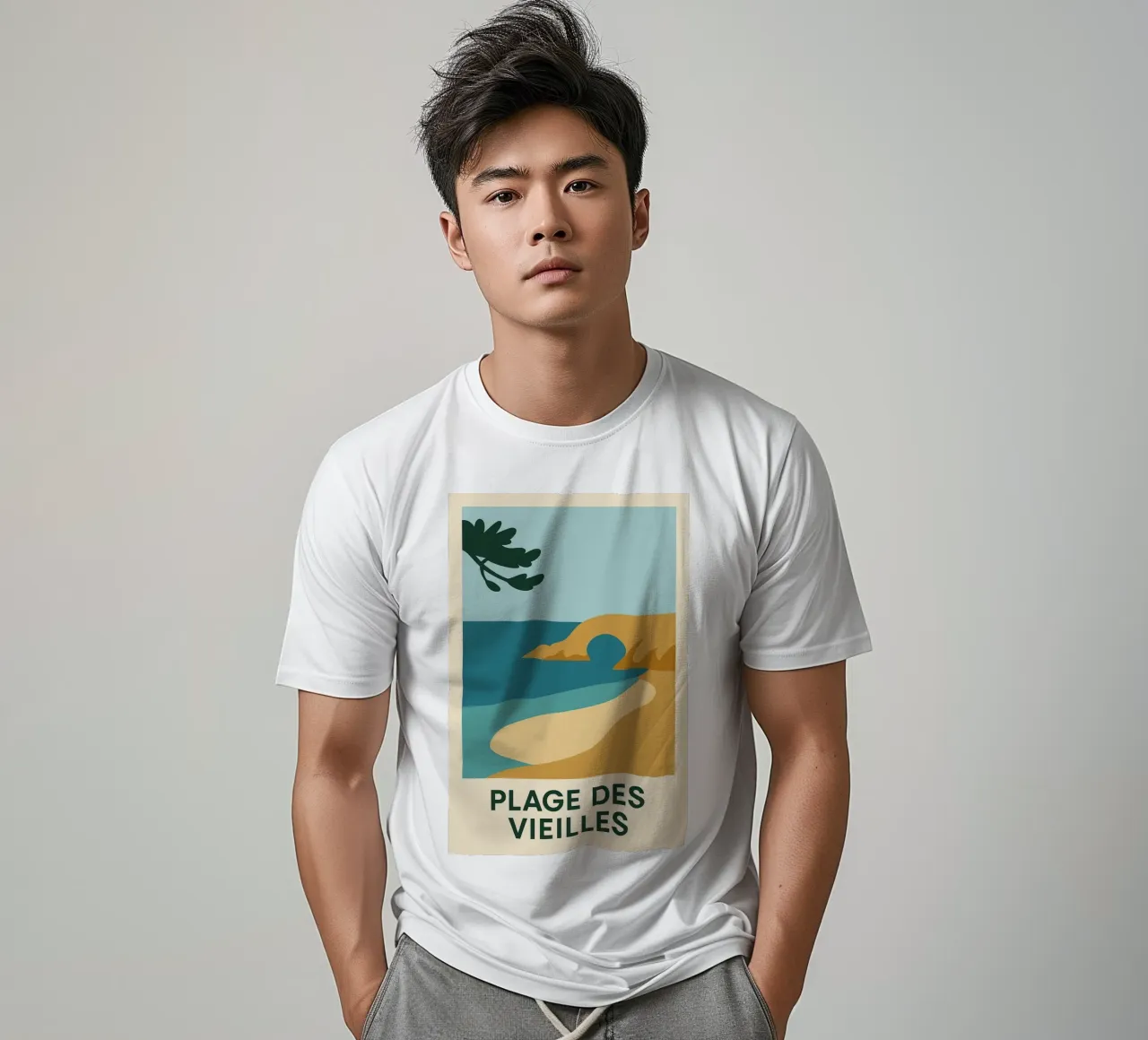 Plage des Vieilles - Una fuga grafica sull'Ile d'Yeu t-shirt da JETLAG | affiches voyage