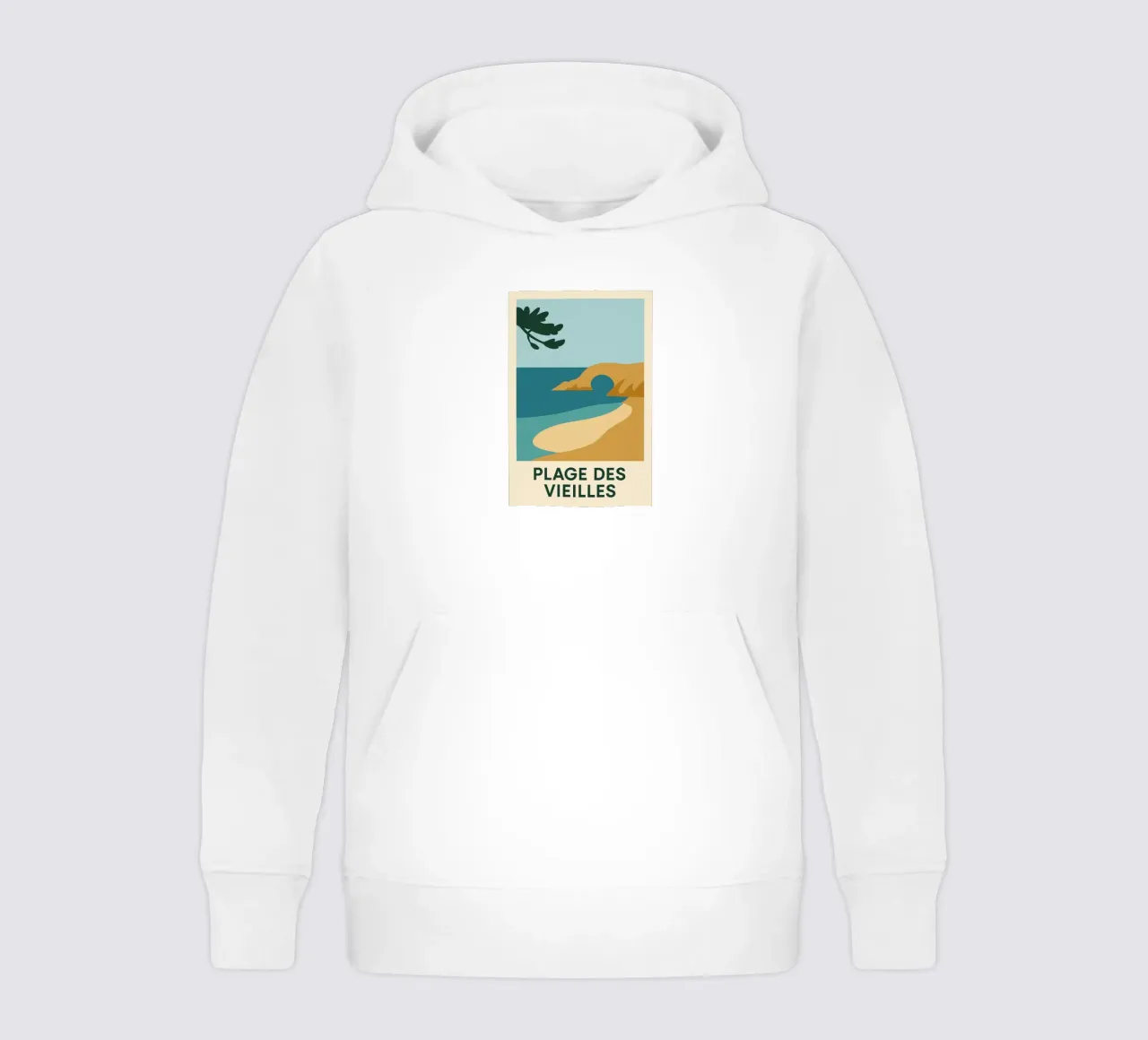 Plage des Vieilles - Una fuga grafica sull'Ile d'Yeu felpa bambino con cappuccio da JETLAG | affiches voyage
