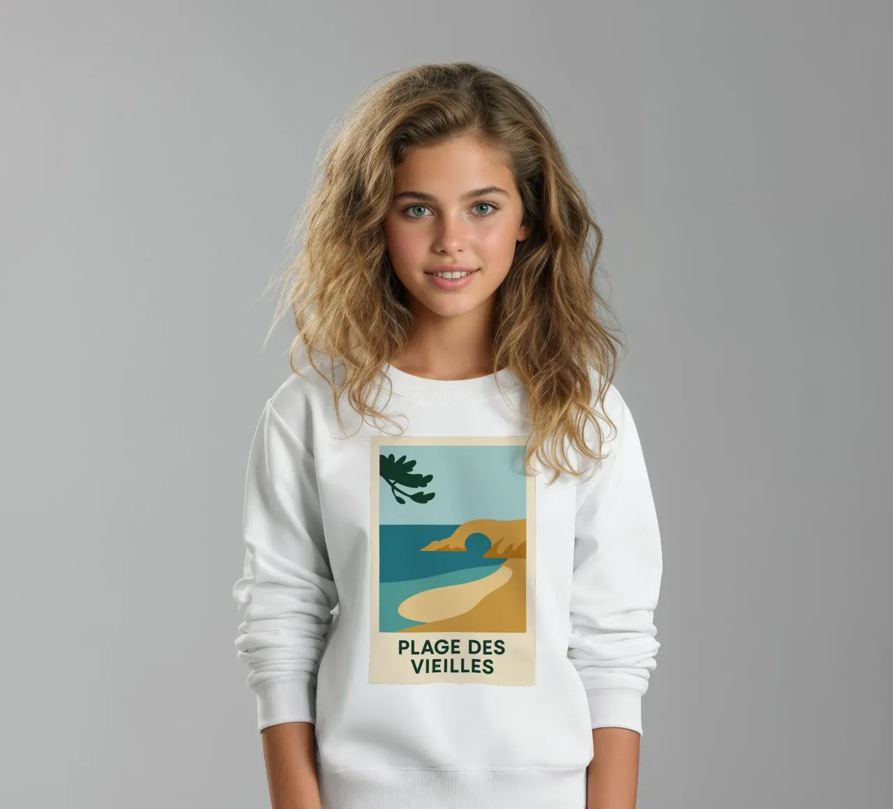 Plage des Vieilles - Una fuga grafica sull'Ile d'Yeu felpa bambino da JETLAG | affiches voyage