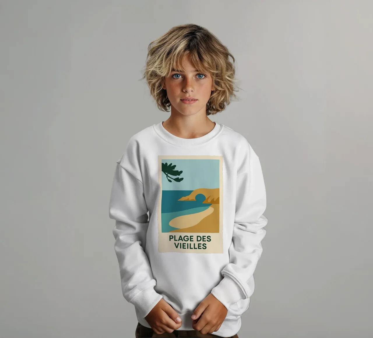 Plage des Vieilles - Una fuga grafica sull'Ile d'Yeu felpa bambino da JETLAG | affiches voyage