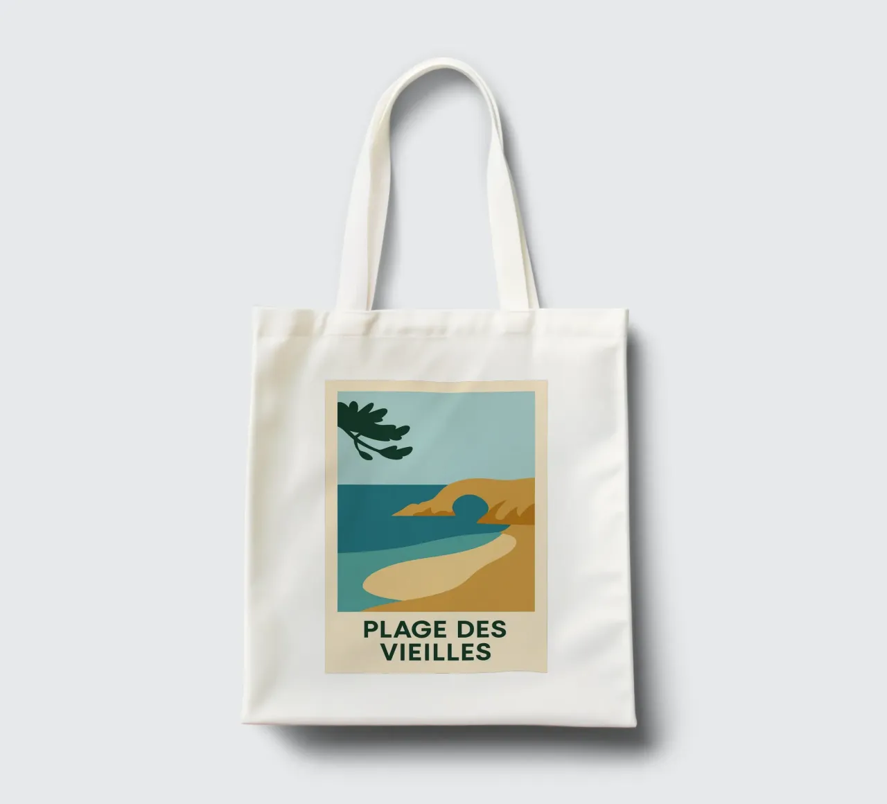 Plage des Vieilles - Una fuga grafica sull'Ile d'Yeu borsa in juta da JETLAG | affiches voyage
