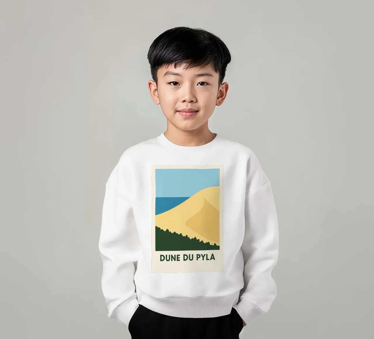 Dune du Pyla - Un affioramento sabbioso e l'orizzonte dell'oceano felpa bambino da JETLAG | affiches voyage