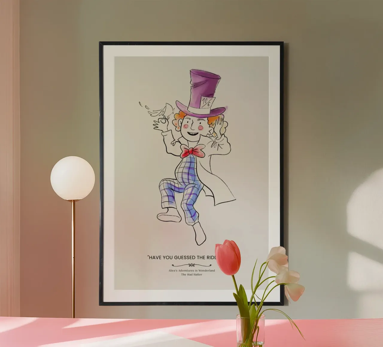 The Mad Hatter poster con telaio in plastica da Little Flourishes