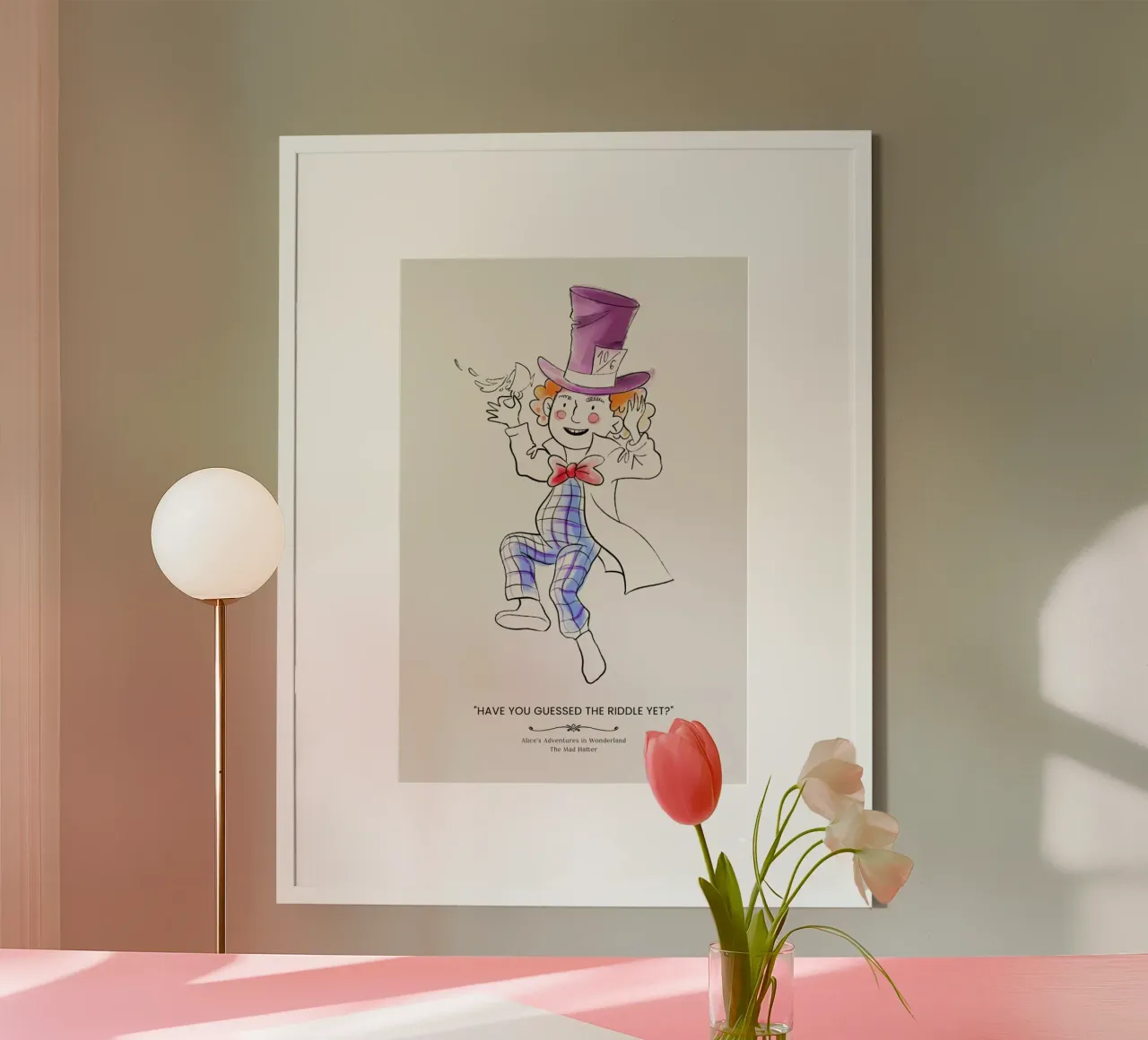 The Mad Hatter poster con telaio in plastica da Little Flourishes