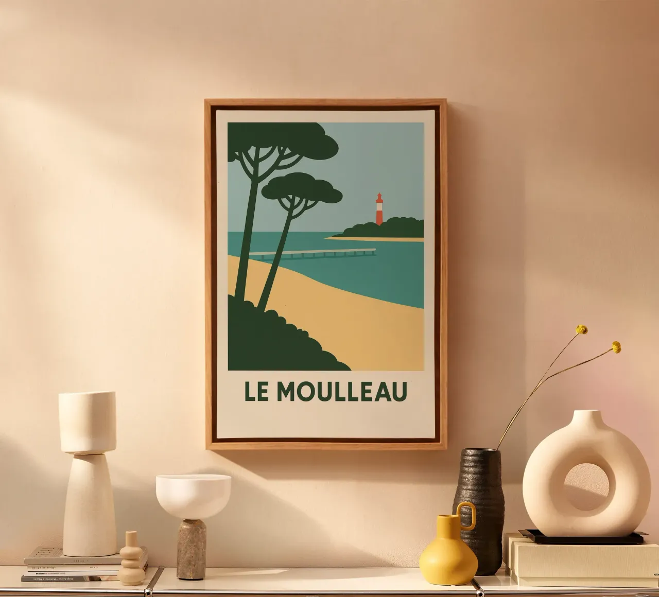 Le Moulleau - Zachte Atlantische lucht en rustgevend dennenbos canvas met Baklijst van JETLAG | affiches voyage