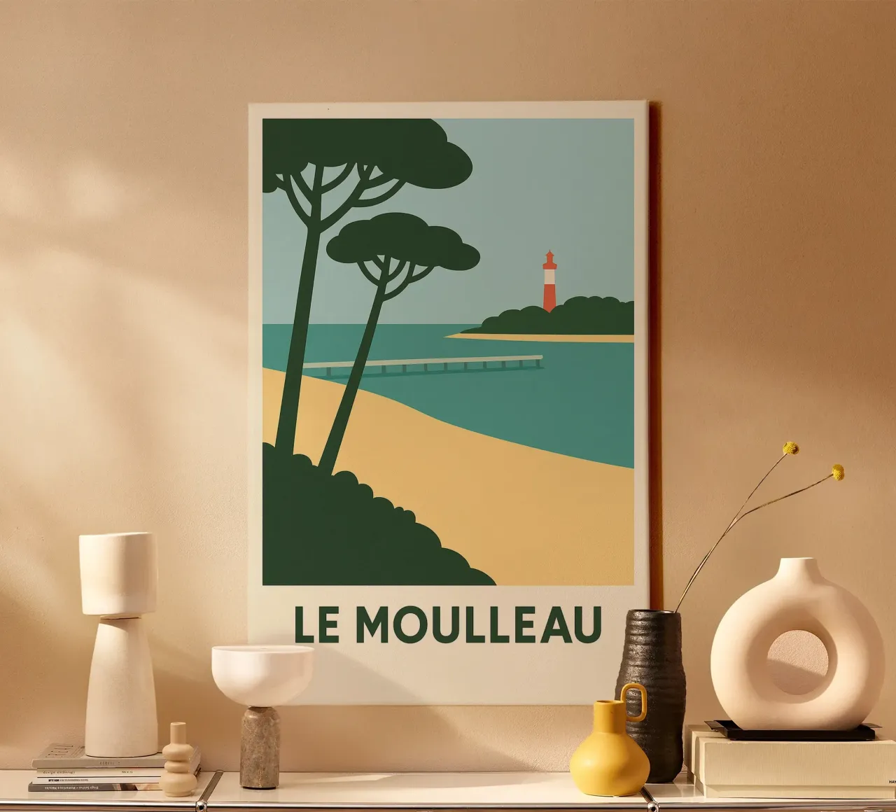 Le Moulleau - Zachte Atlantische lucht en rustgevend dennenbos canvas met Baklijst van JETLAG | affiches voyage