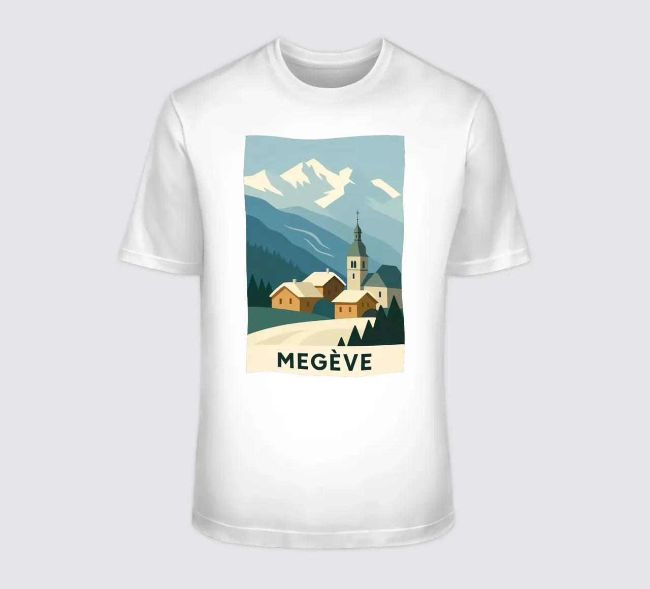 Megève - Eleganza invernale e morbidezza alpina t-shirt da JETLAG | affiches voyage