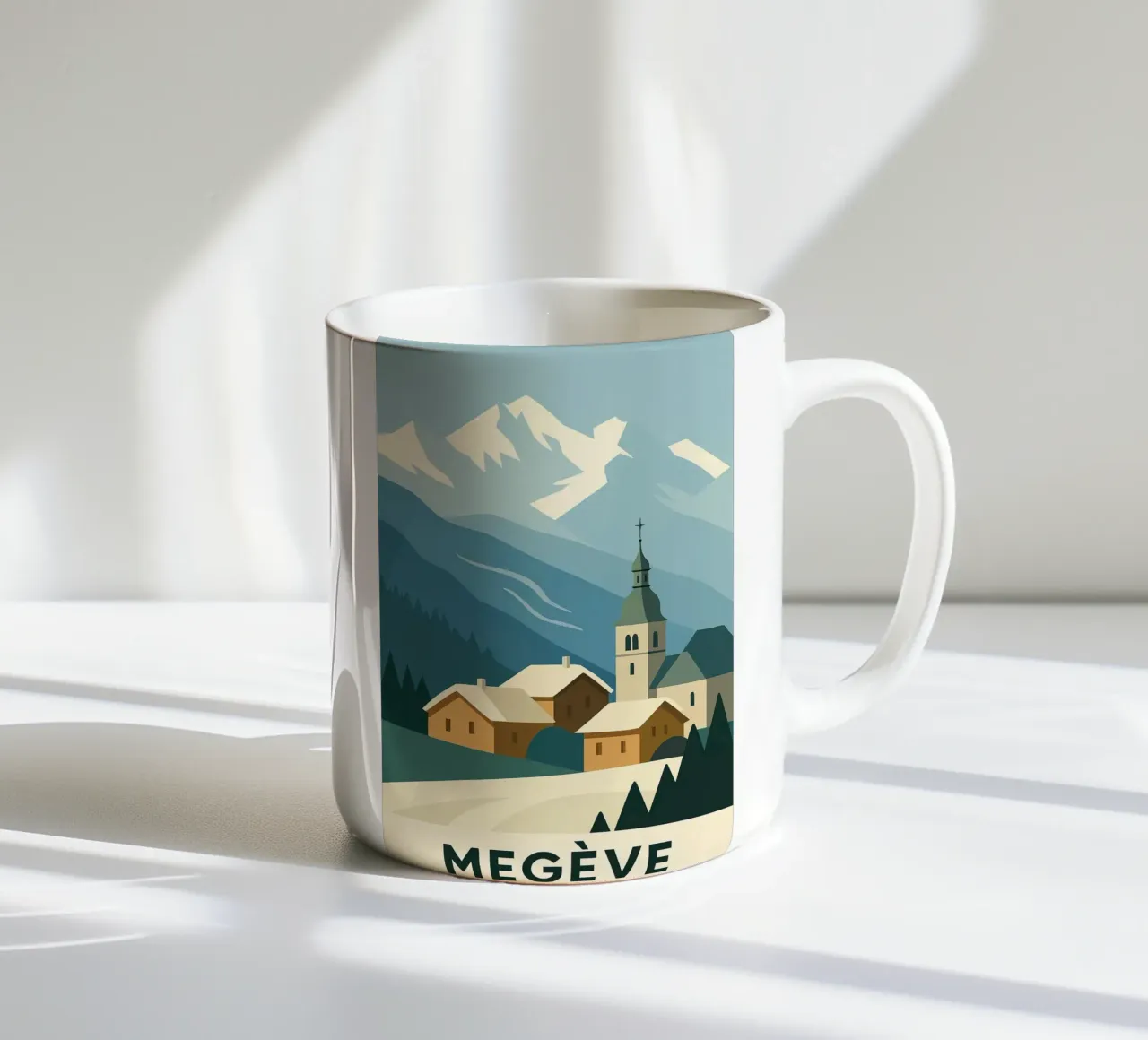 Megève - Eleganza invernale e morbidezza alpina tazza in ceramica da JETLAG | affiches voyage