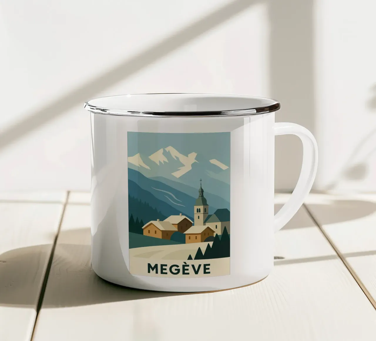 Megève - Eleganza invernale e morbidezza alpina tazza in smalto da JETLAG | affiches voyage