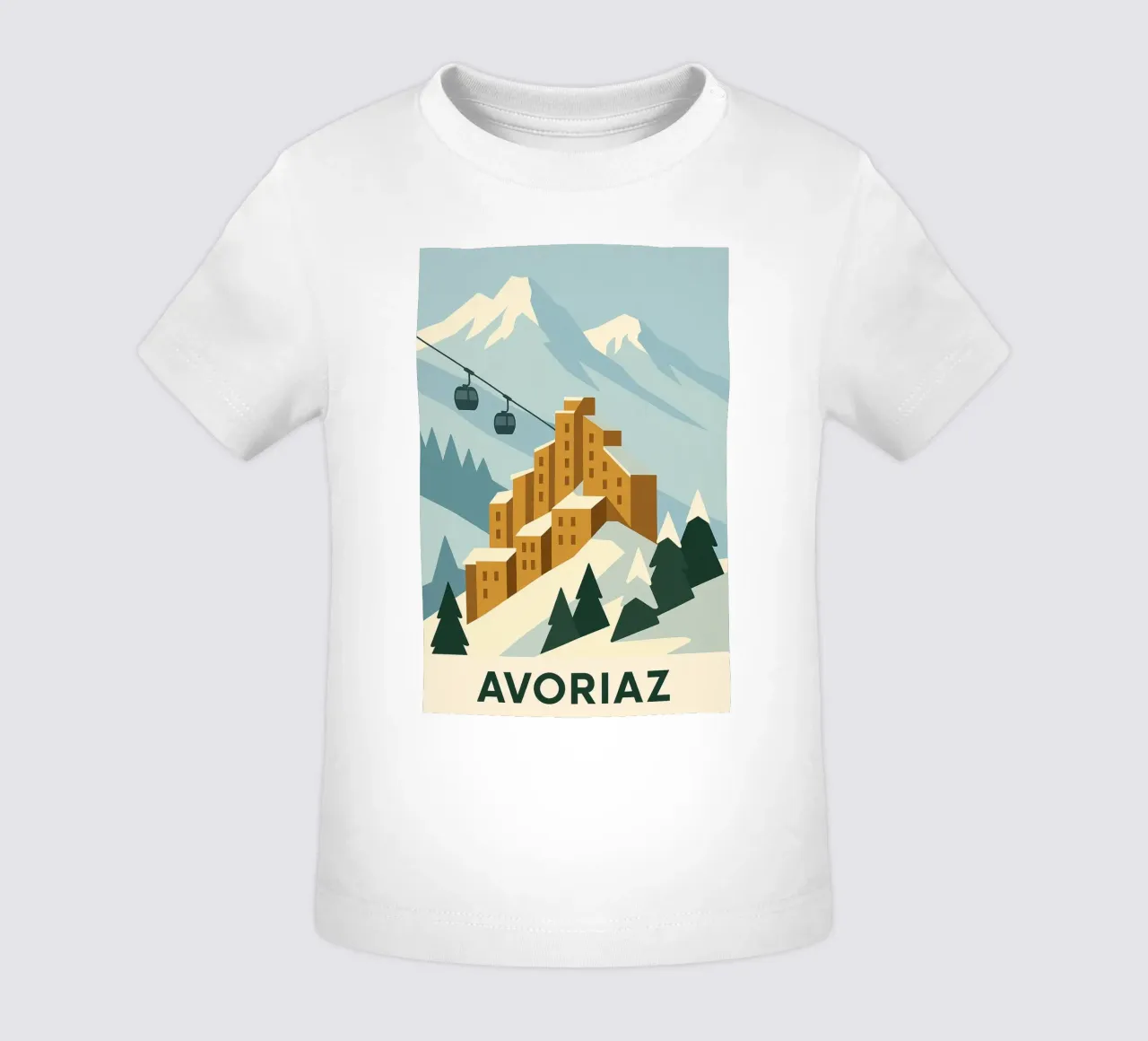 Avoriaz - L'audace architettura delle Alpi in mostra maglietta neonato da JETLAG | affiches voyage