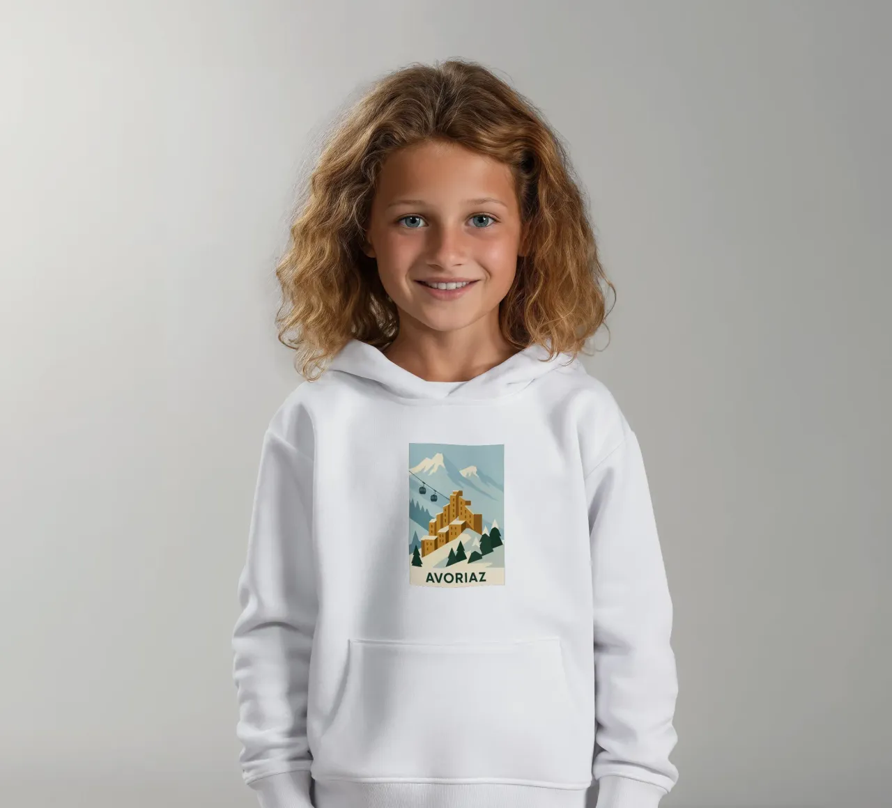 Avoriaz - The bold architecture of the Alps on display kids hoodie by JETLAG | affiches voyage