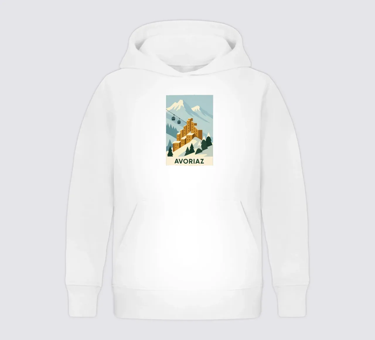Avoriaz - The bold architecture of the Alps on display kids hoodie by JETLAG | affiches voyage