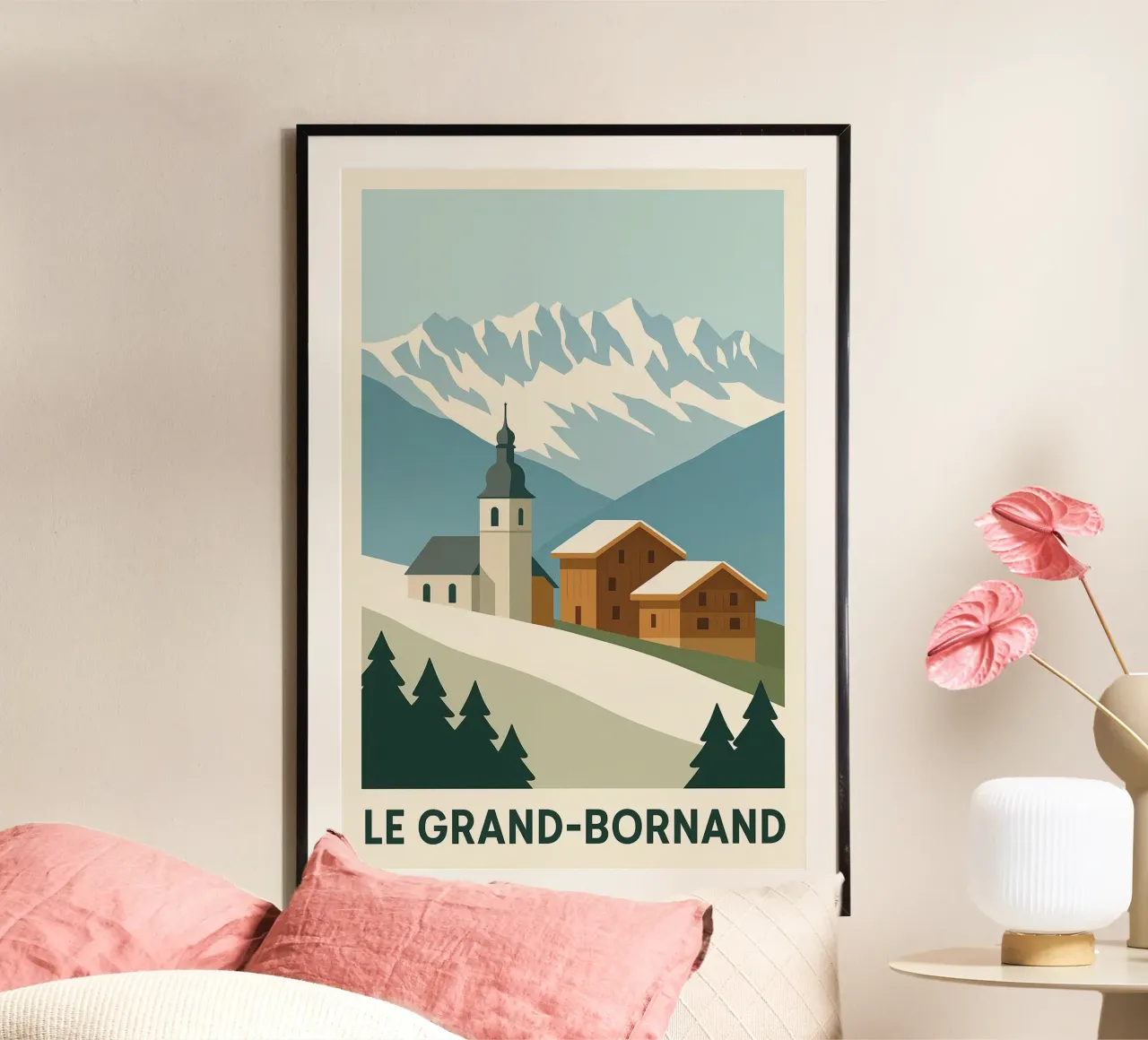 Le Grand-Bornand - serenità alpina e fascino savoiardo poster con telaio in plastica da JETLAG | affiches voyage