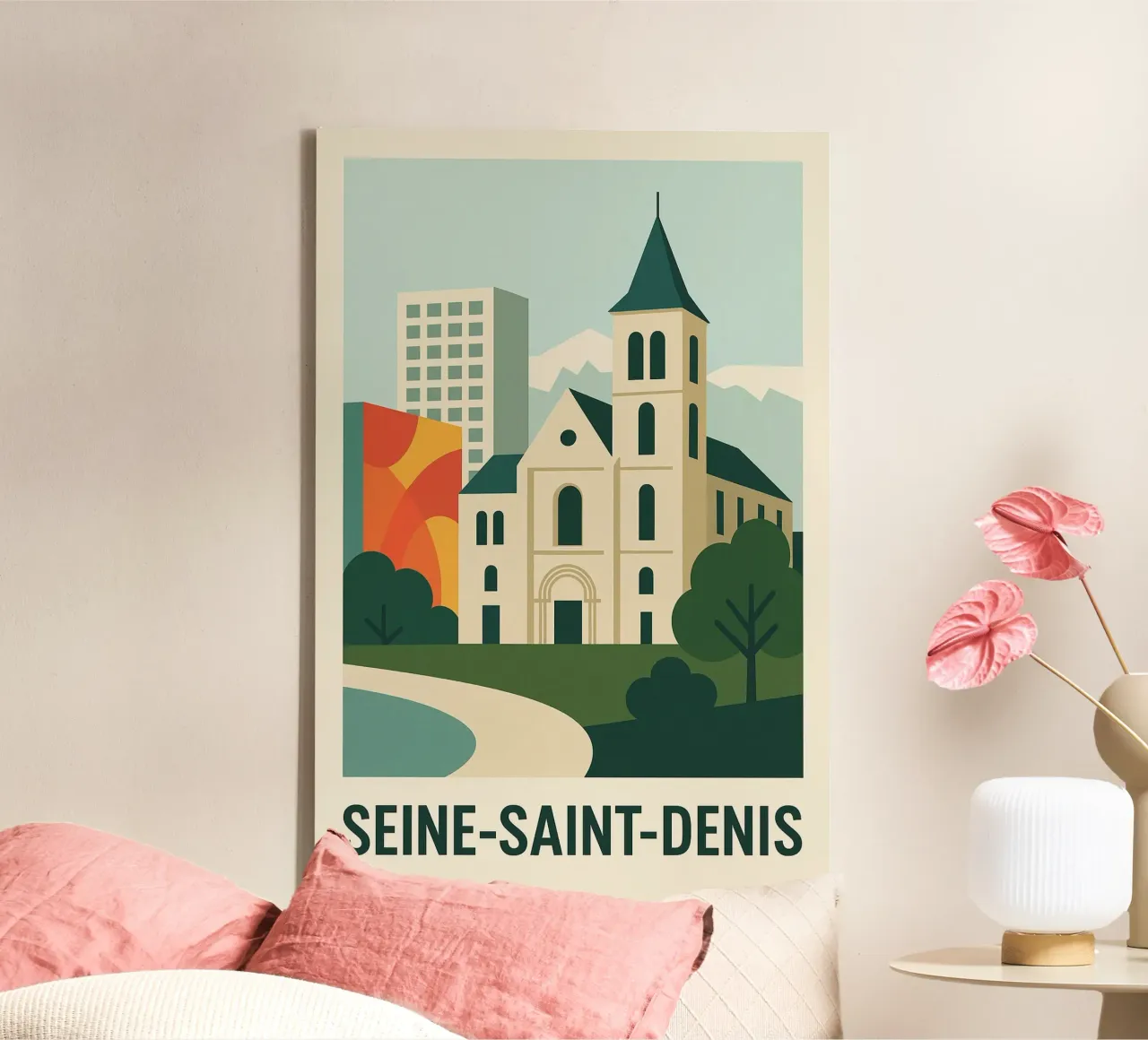 SEINE-SAINT-DENIS - Traditie & stedelijke omgeving canvas met Baklijst van JETLAG | affiches voyage