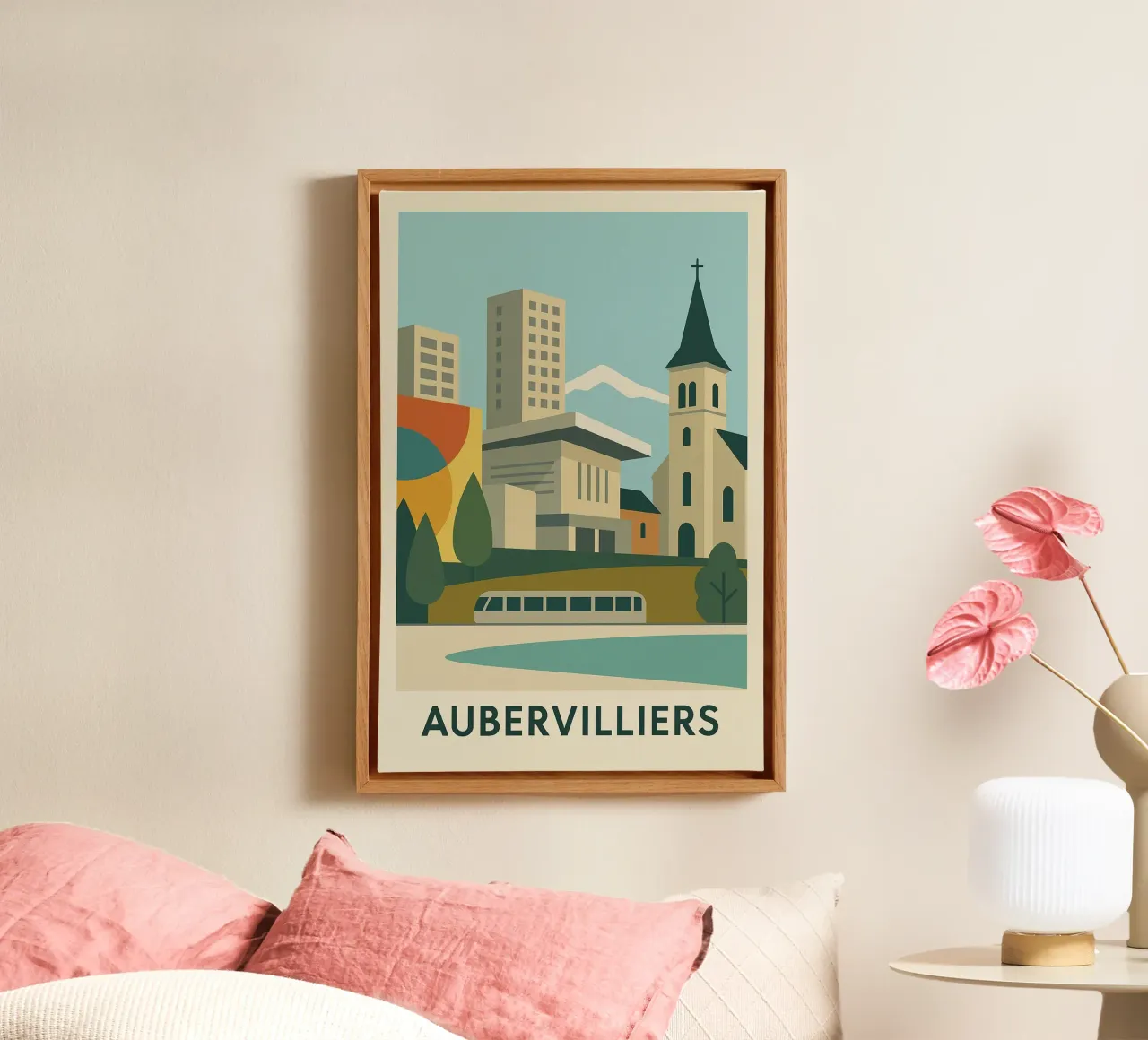 AUBERVILLIERS - Between concrete, colours and horizon canvas with Floater frame by JETLAG | affiches voyage