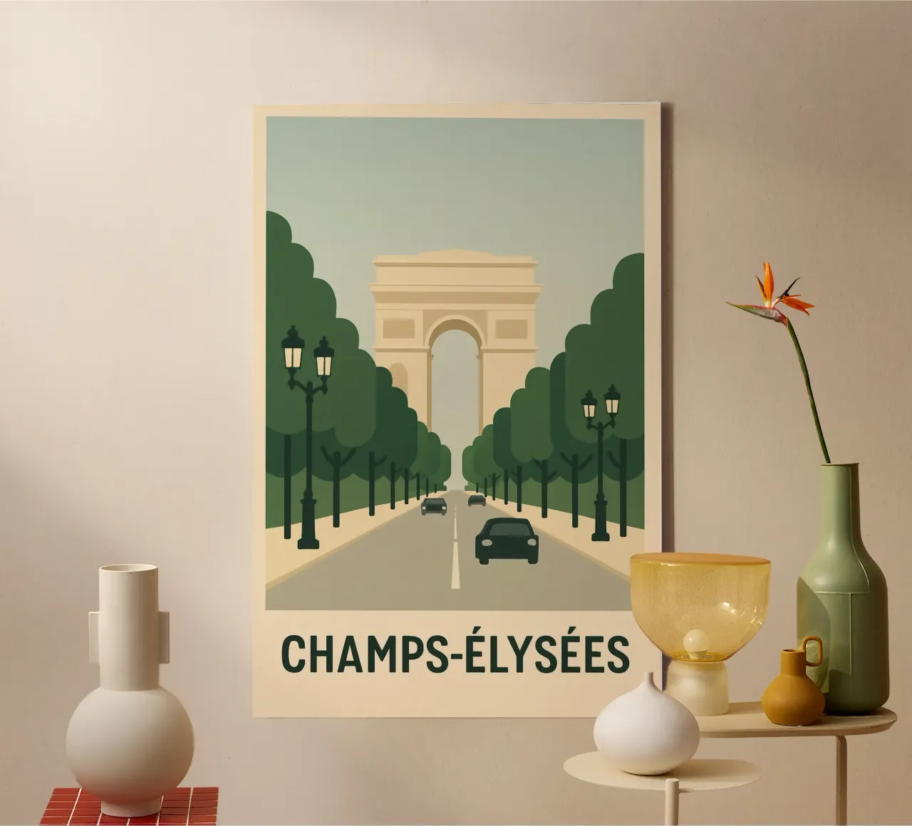 CHAMPS-ÉLYSÉES - Die berühmteste Allee der Welt Leinwand mit Schattenfugenrahmen von JETLAG | affiches voyage