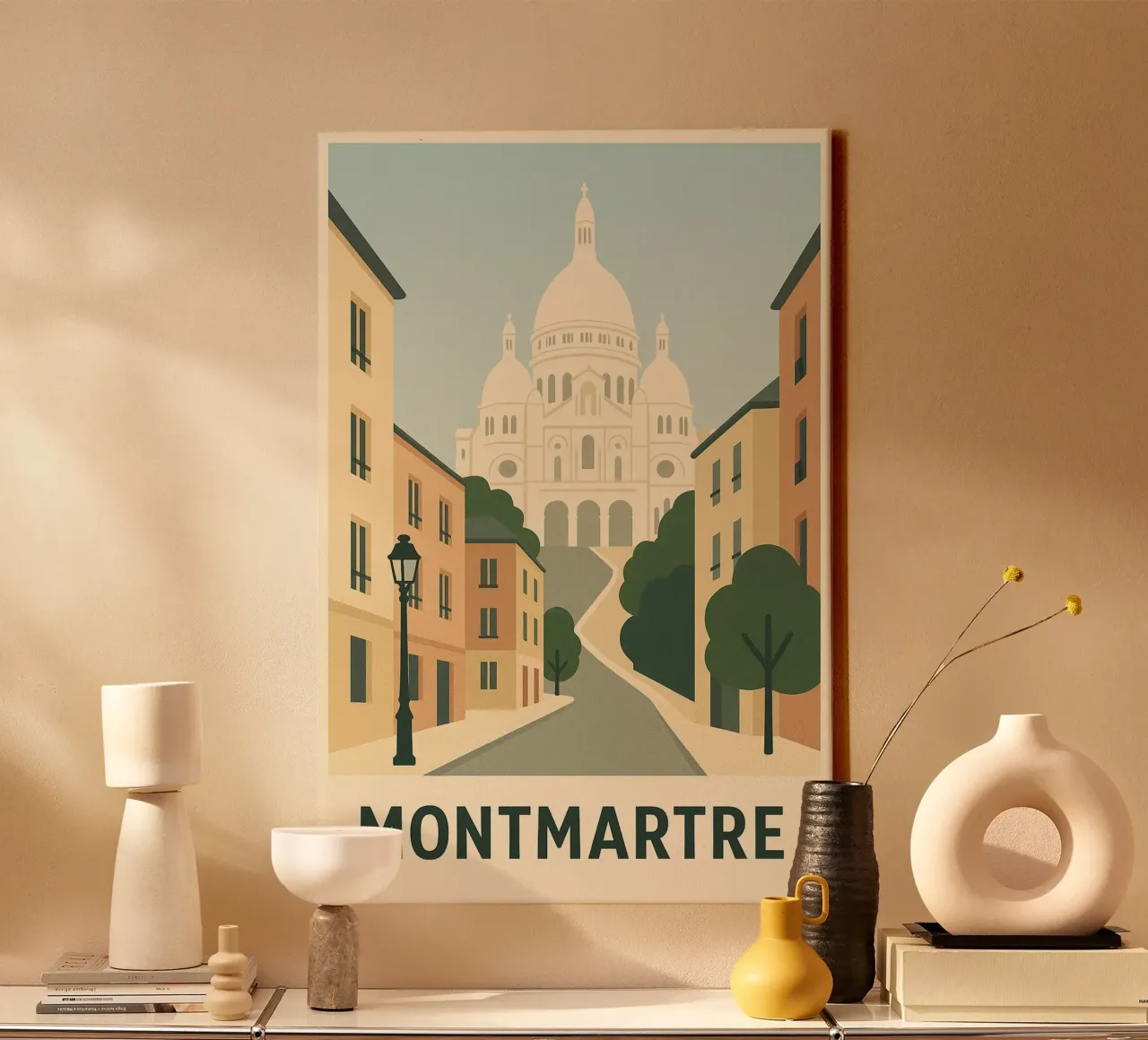 MONTMARTRE - A climb towards eternity canvas with Floater frame by JETLAG | affiches voyage