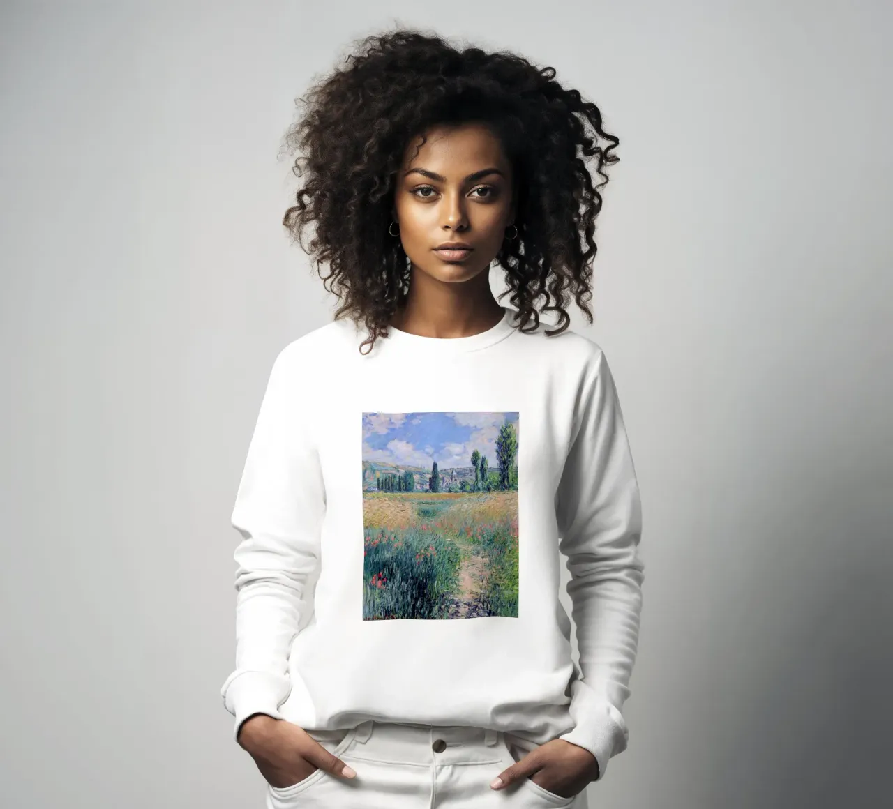 papaveri prato campagna idilliaca claude monet felpa da belong shop