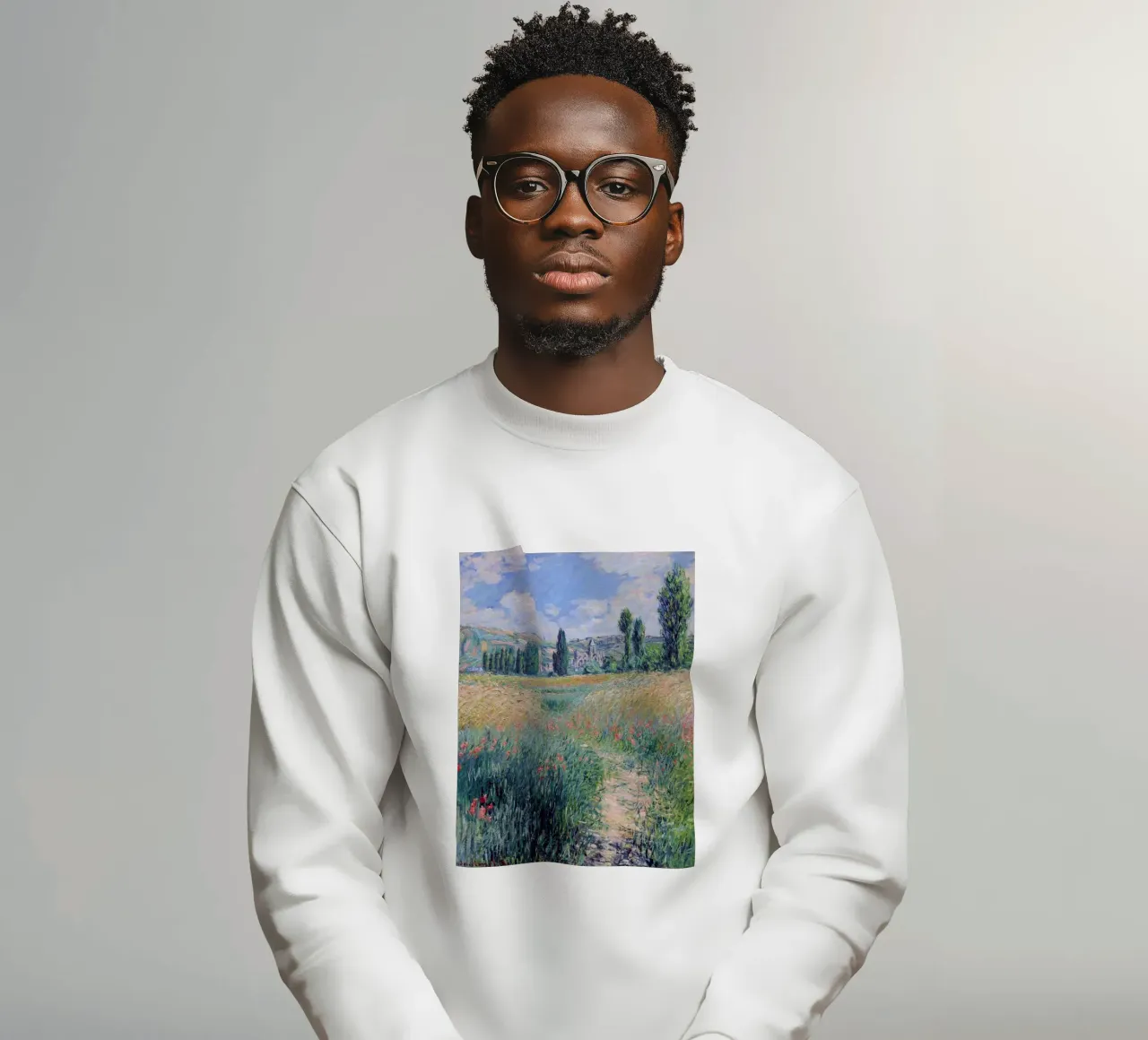 papaveri prato campagna idilliaca claude monet felpa da belong shop