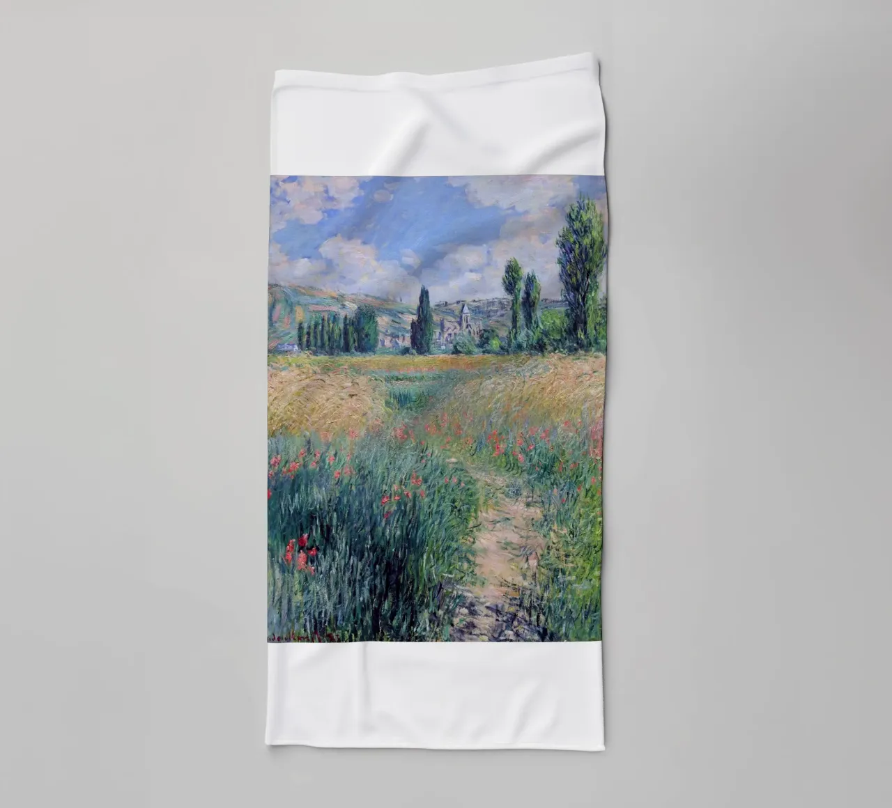 mohnblumen wiese landschaft idyllisch claude monet Handtuch von belong shop