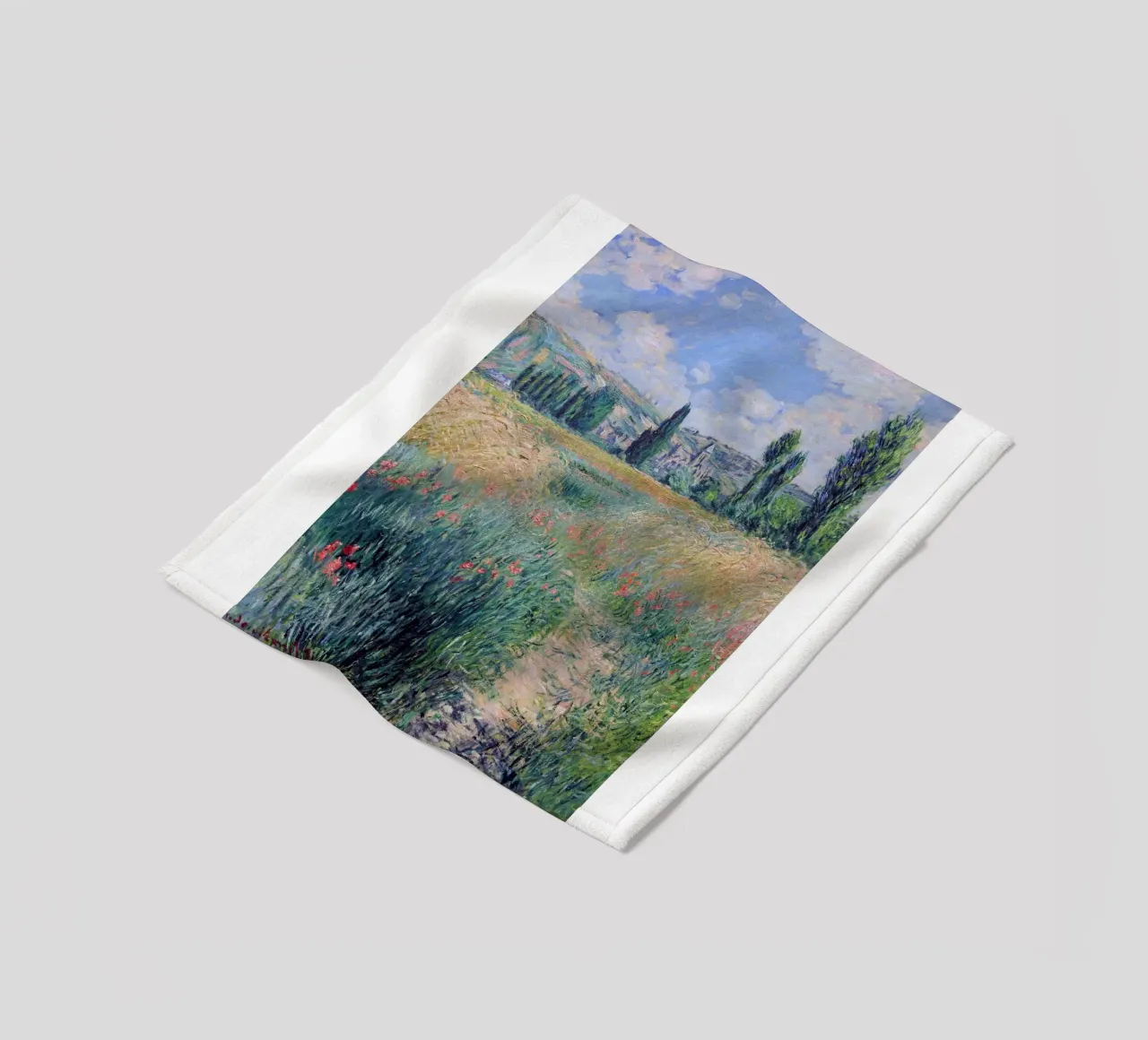 mohnblumen wiese landschaft idyllisch claude monet Fleecedecke von belong shop