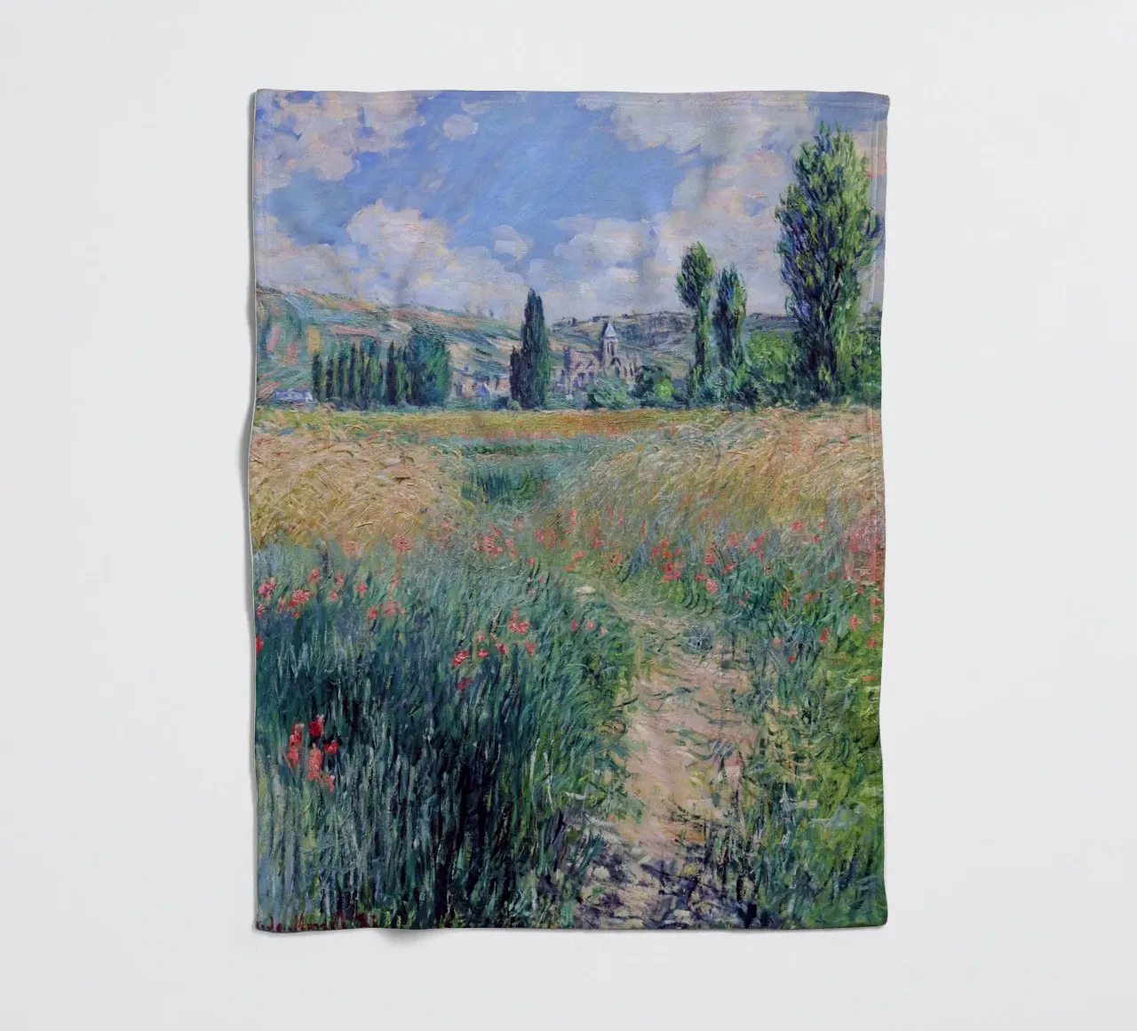 mohnblumen wiese landschaft idyllisch claude monet Fleecedecke von belong shop