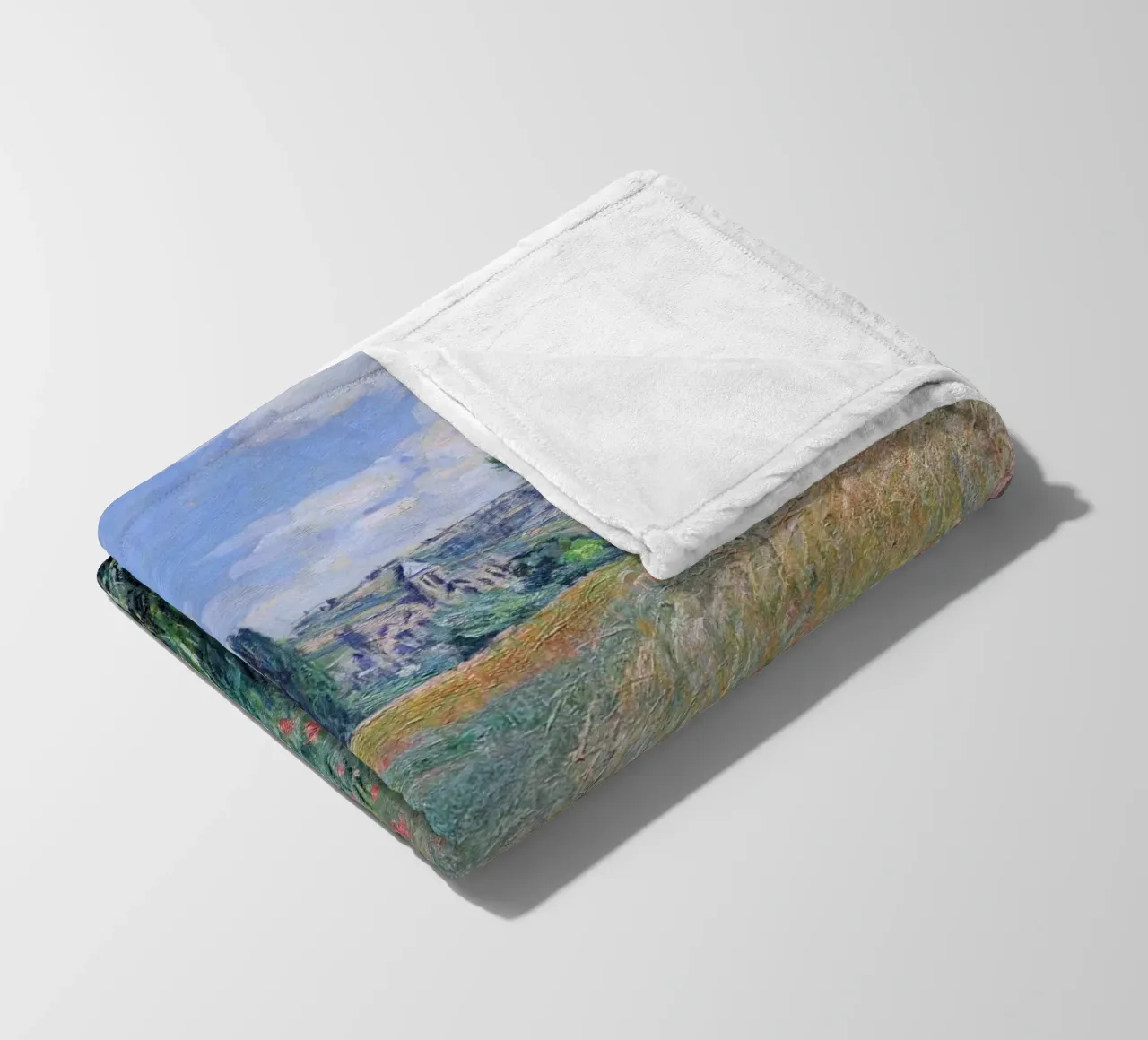 mohnblumen wiese landschaft idyllisch claude monet Fleecedecke von belong shop