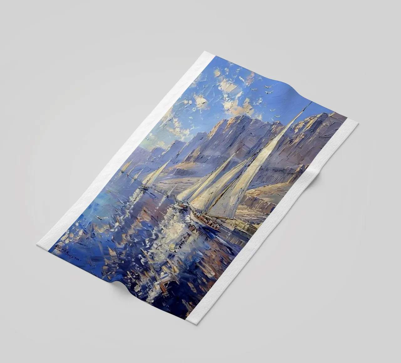 voir les magnifiques voiliers et les falaises de Claude Monet serviette de plage de belong shop