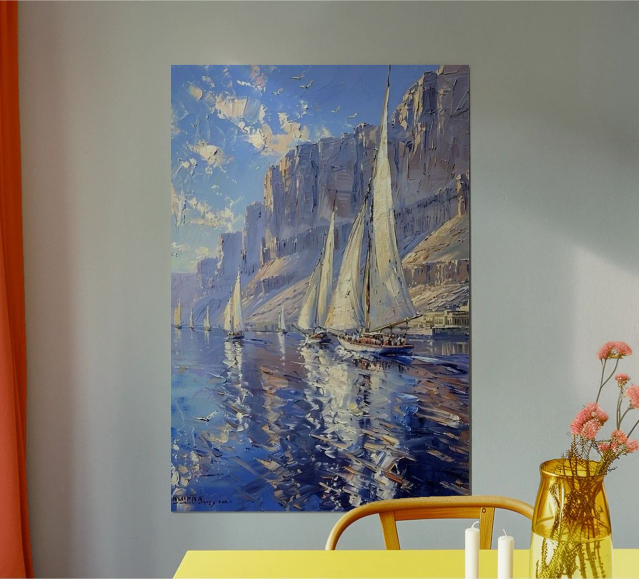 sehen sie die schönen segelboote und klippen claude monet Poster von belong shop