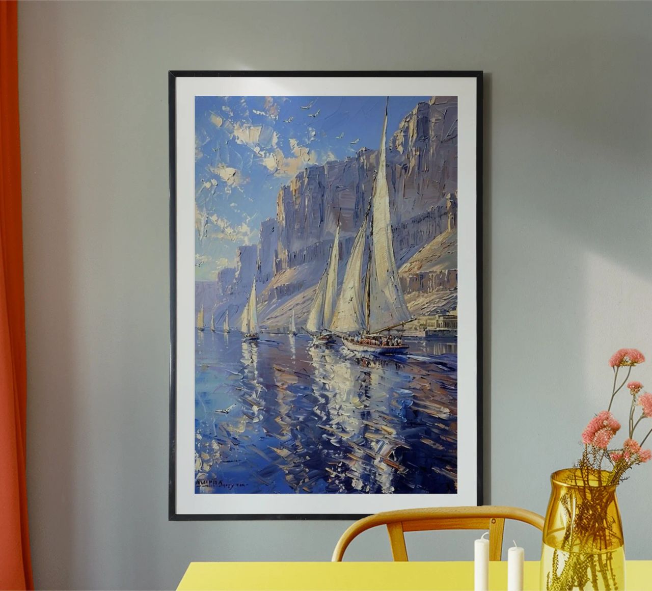 sehen sie die schönen segelboote und klippen claude monet Poster von belong shop