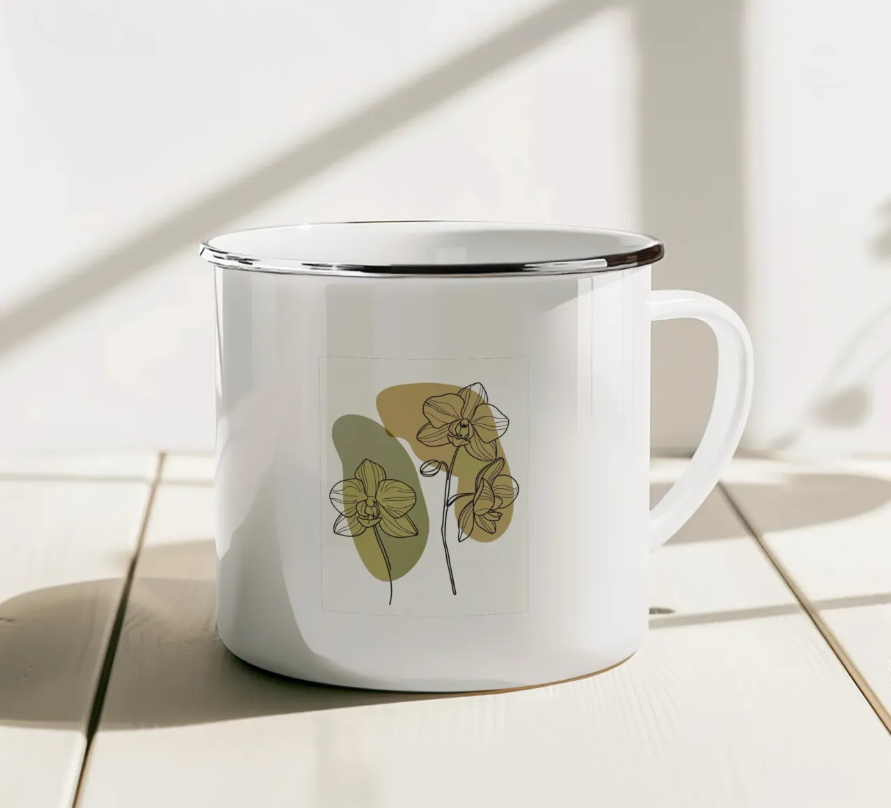 Due fiori di orchidea tazza in smalto da RELAXING TOUCH